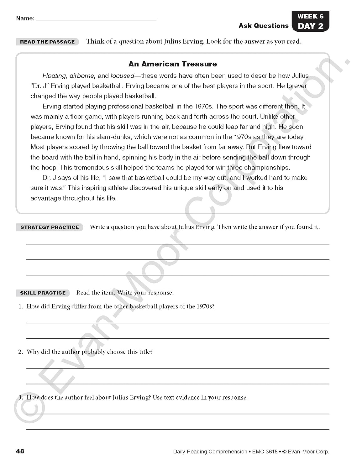 Hot Evan-Moor Daily Reading Comprehension, Grade 5 - Homeschooling and Classroom Resource Workbook, Reproducible Worksheets, Teaching Edition, Fiction and Nonfiction, Lesson Plans, Test Prep