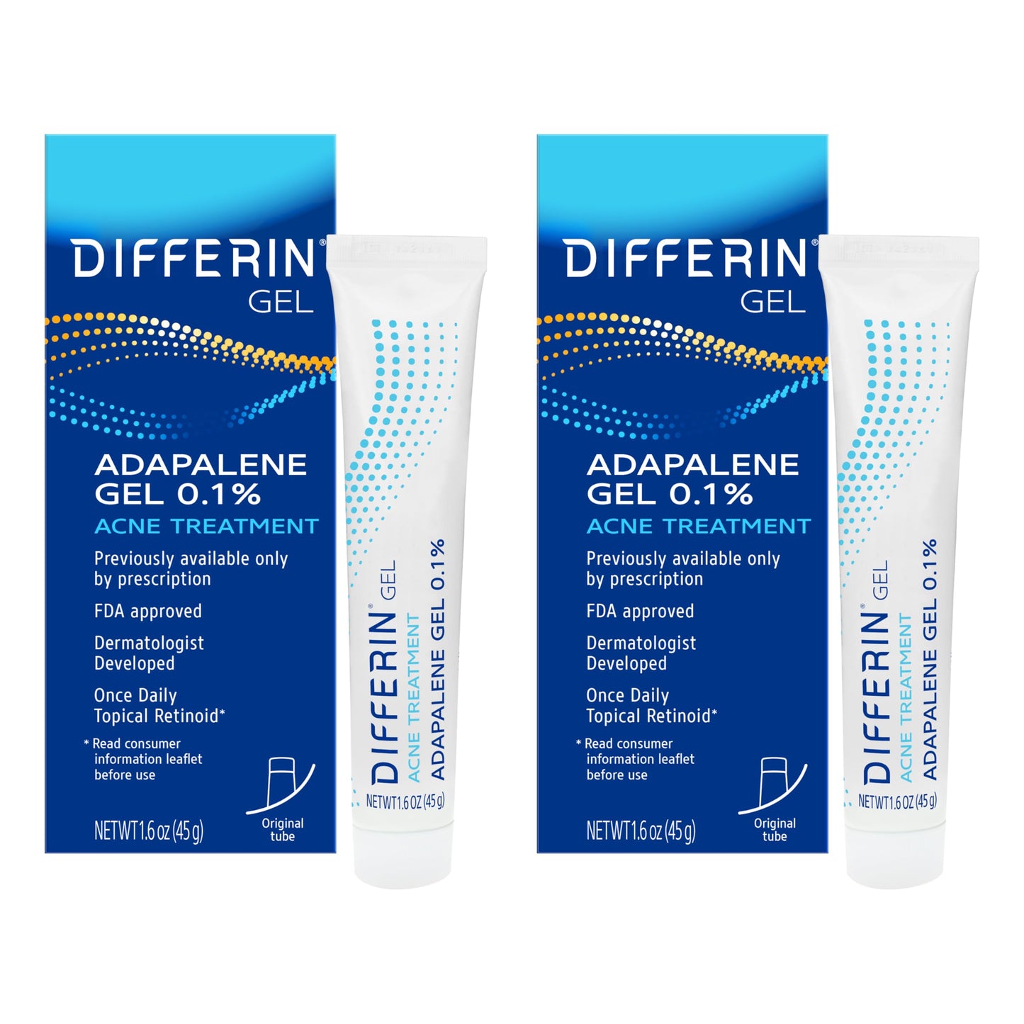 HotDifferin Acne Treatment Gel, 30 Day Supply, Retinoid Treatment for Face with 0.1% Adapalene, Gentle Skin Care for Acne Prone Sensitive Skin, 15g Tube (Packaging May Vary) | 30-Day Supply, OTC Retinoid, Clears Acne & Prevents Breakouts, Gentle For Sensi