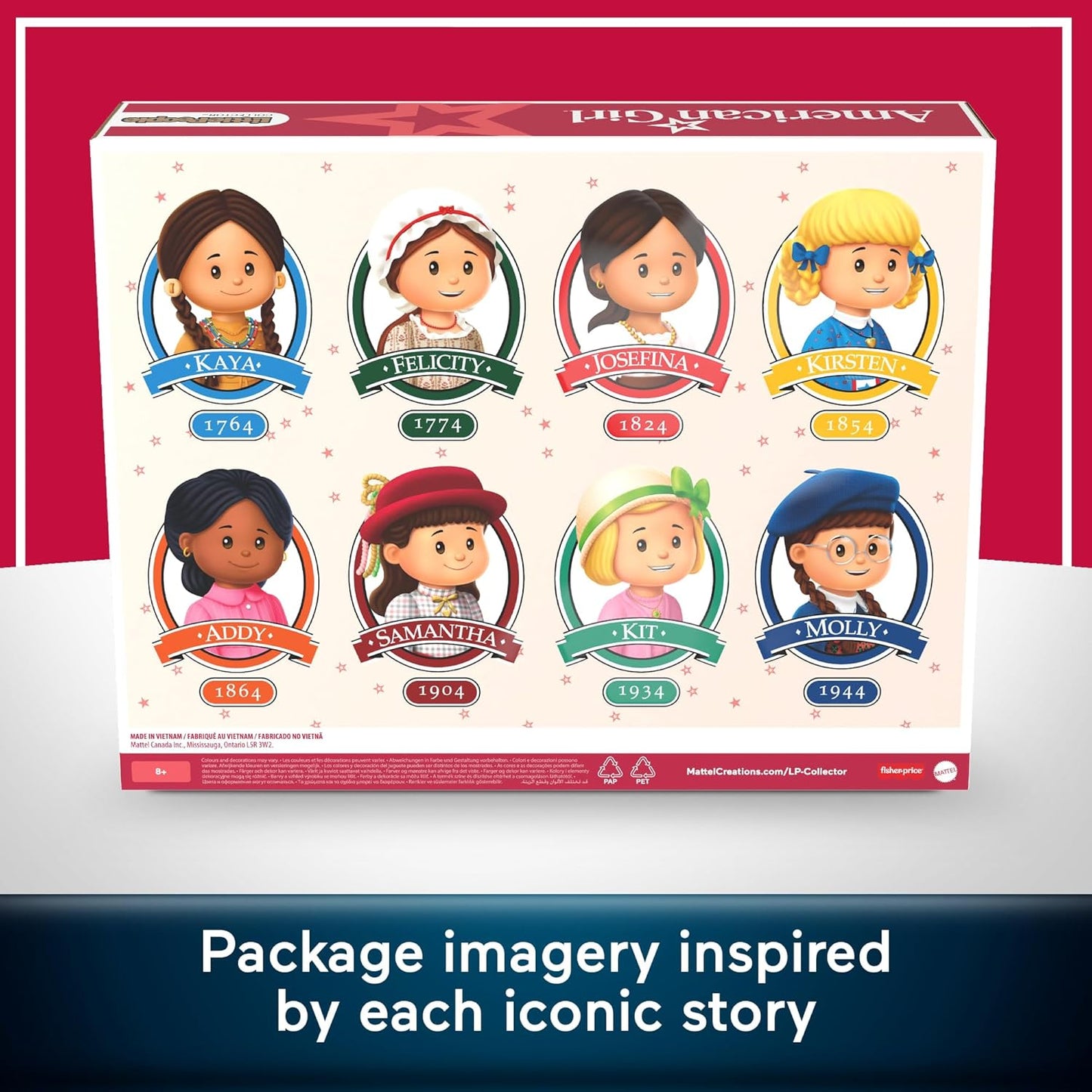 Hot Little People Collector American Girl 40th Anniversary Special Edition Figure Set for Fans, 8 Characters in a Display Package (Amazon Exclusive)