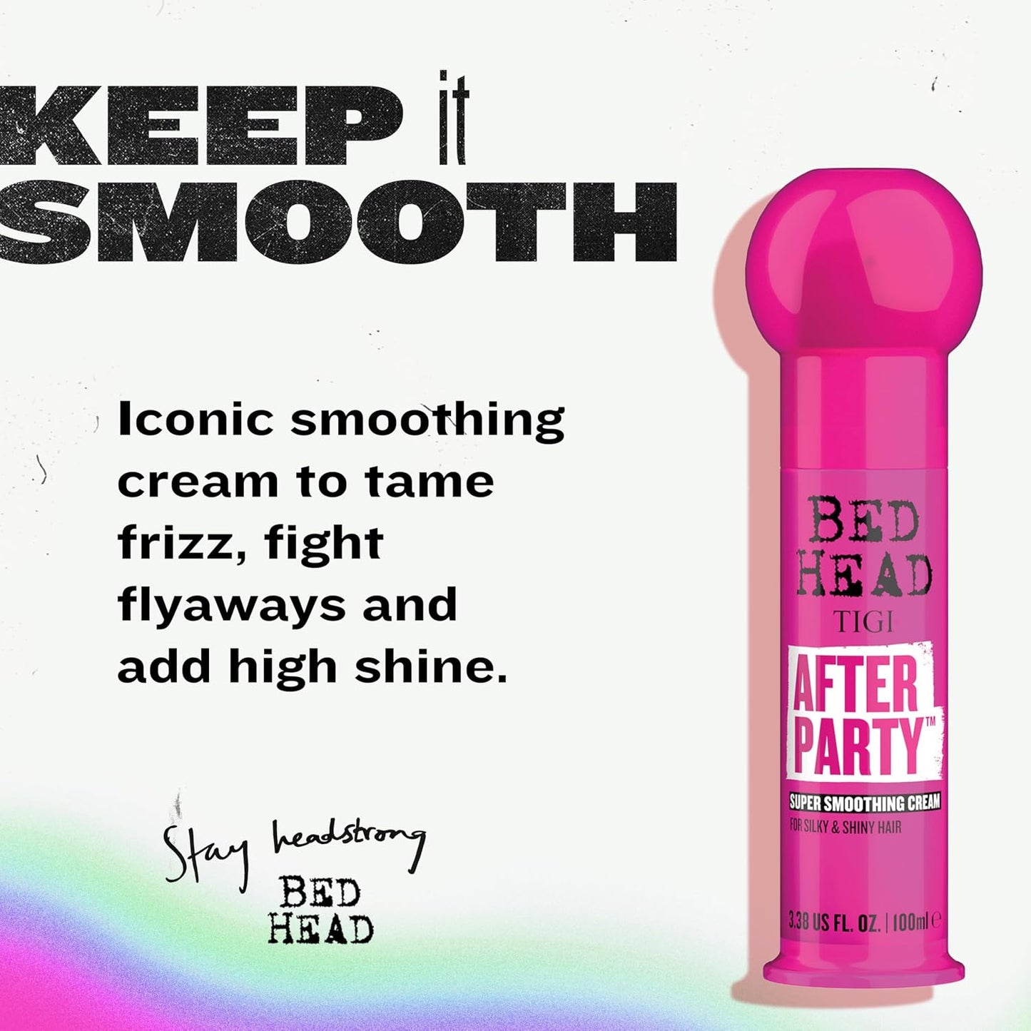 HotTIGI Bed Head After Party Super Smoothing Cream – Anti Frizz Hair Styling Product, Humidity Protection for Frizzy, Dull, or Coarse Hair, 3.38 fl oz