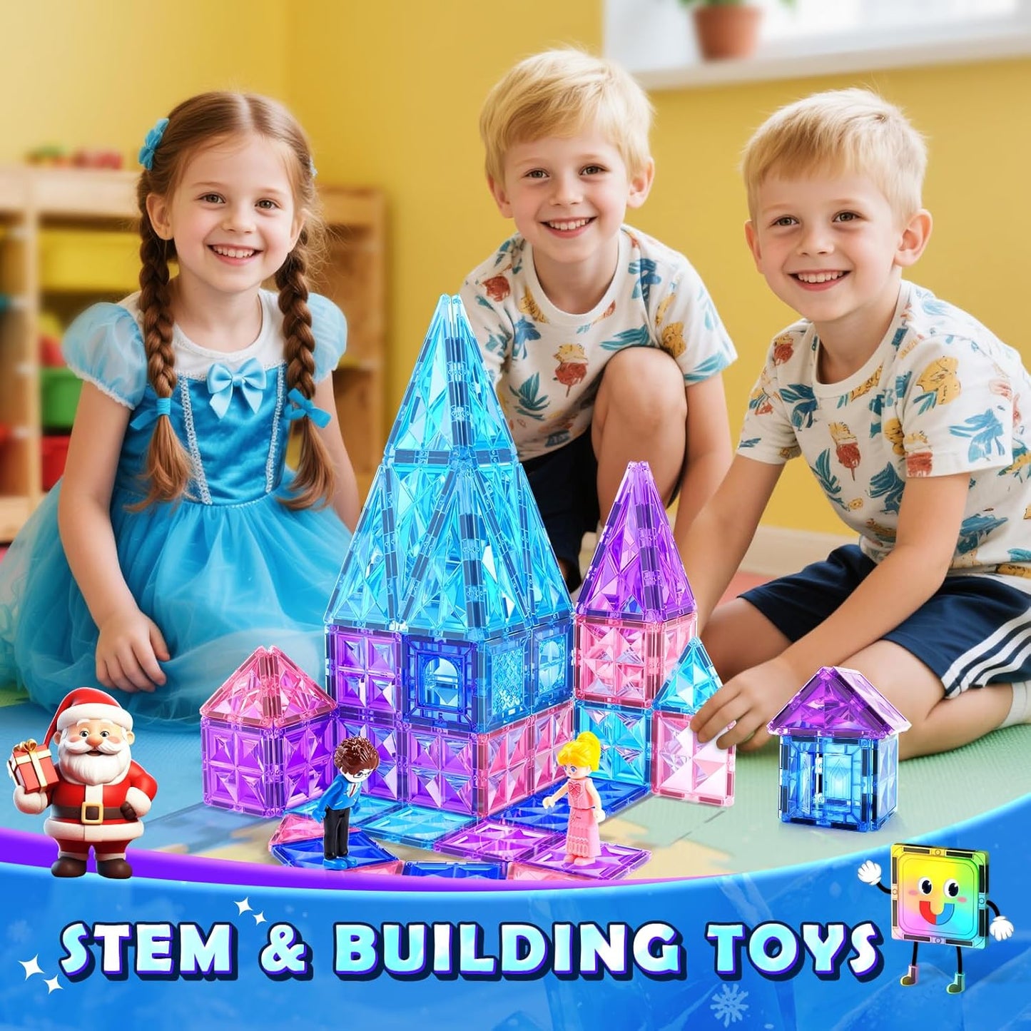 Hot Diamond Magnetic Building Blocks for Kids - Princess Castle Magnetic Tiles Toys for 3-8 Year Old Girls & Boys - 3 4 5 6 Year Old Girl Birthday Xmas Gifts - STEM Educational Toys for Creative Play