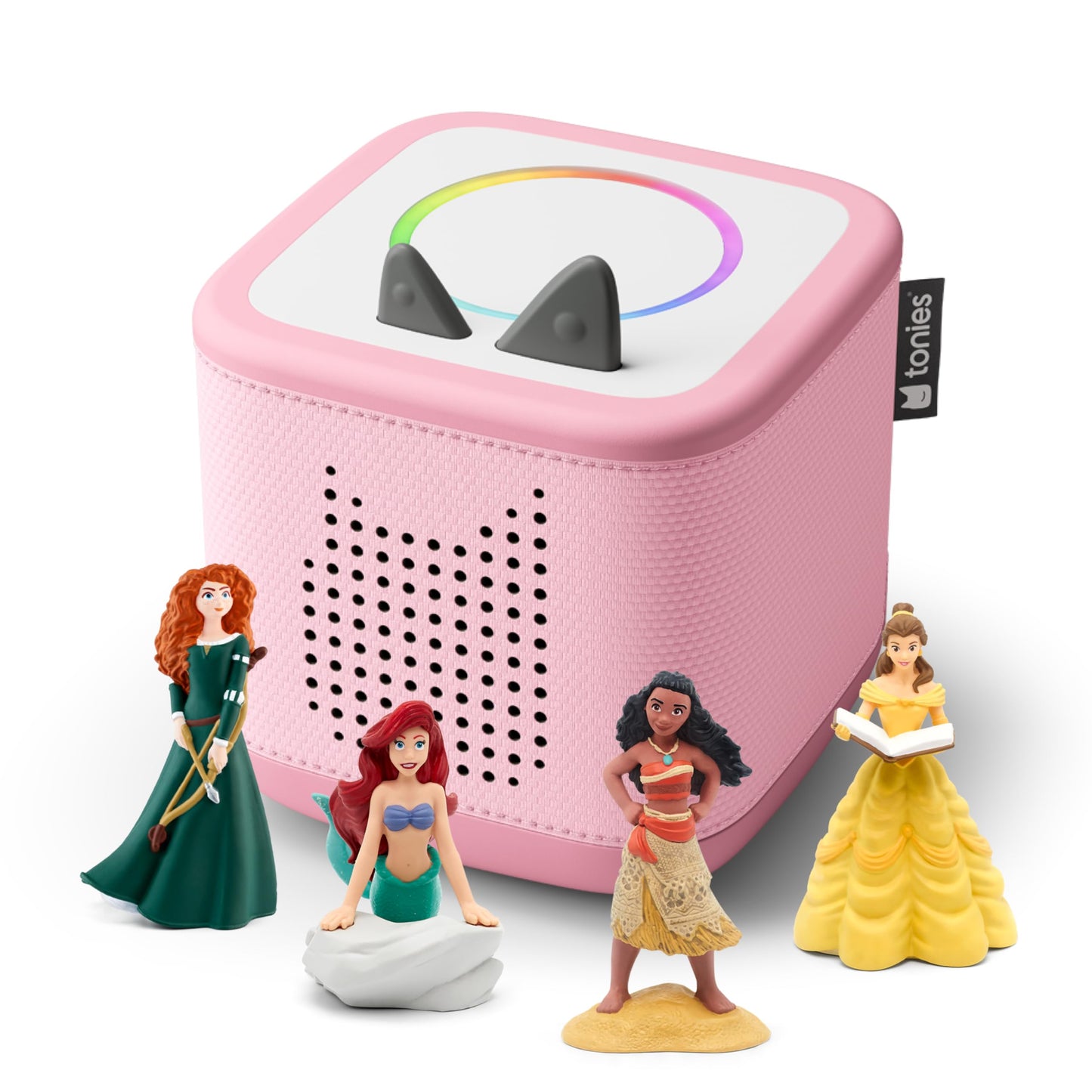 HotToniebox 2 Audio Player Disney Princess Bundle for Kids 3+ with Ariel, Moana, Merida, and Belle - Cloud Pink