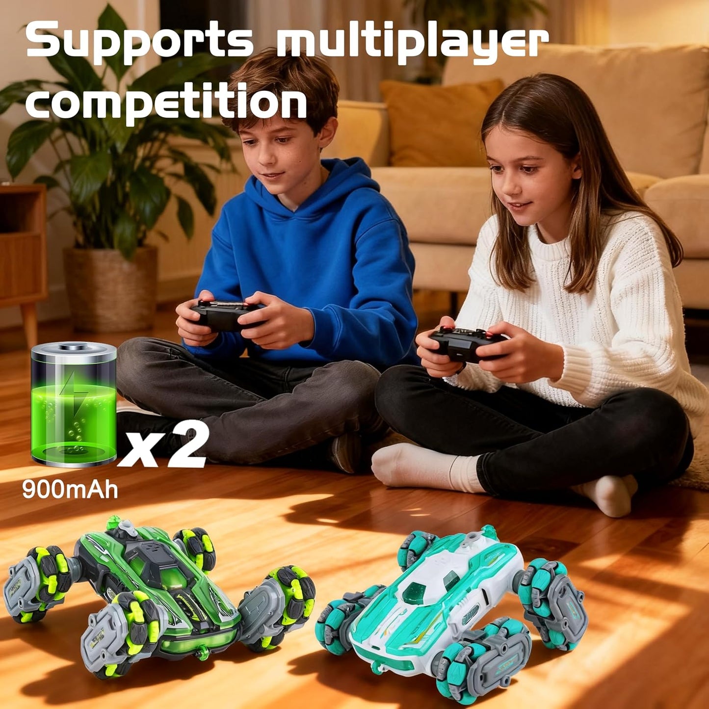 HotNEXBOX 8WD Remote Control Car Toys for Kids, Gesture Sensing RC Stunt Truck | Birthday Gifts, Great for Boys Age 6-12, Cool Toys with Lights Music Spray, Transformable & Durable
