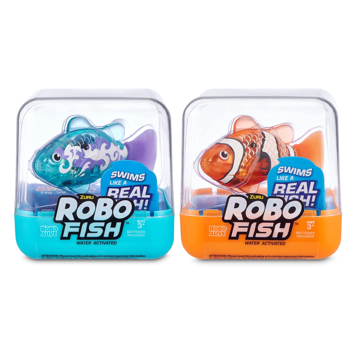HotRobo Alive Robo Fish Robotic Swimming Fish (Pink + Golden) by ZURU Water Activated, Changes Color, Comes with Batteries, Amazon Exclusive (2 Pack) Series 3