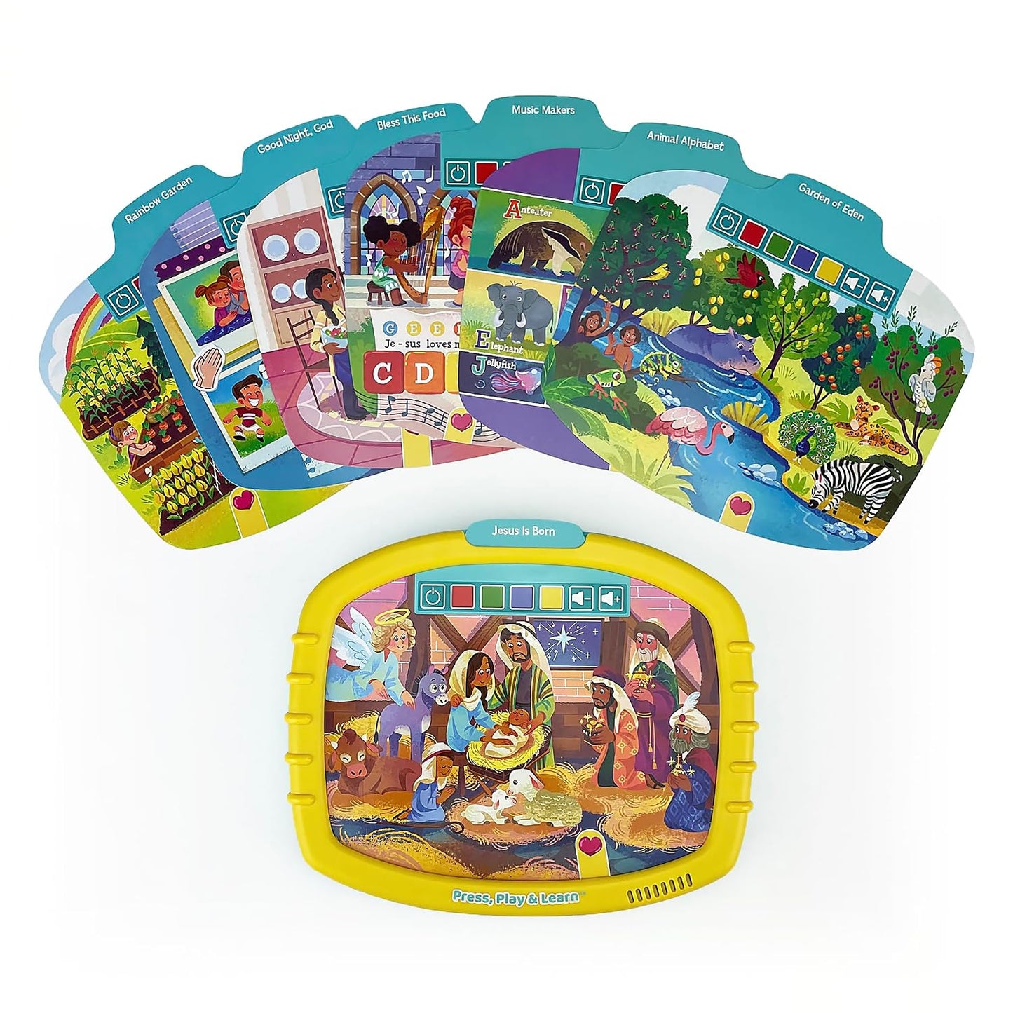 Hot Bible Activity Pad for Kids Ages 4–8 – Read, Press & Learn with Removable Cards and Music