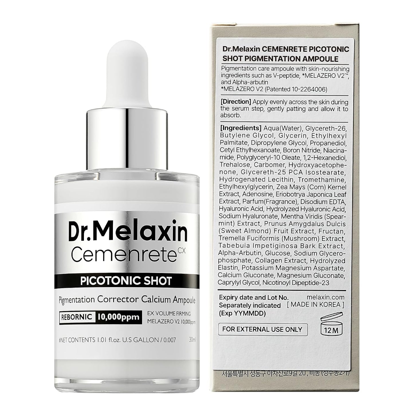 HotDr.Melaxin Picotonic Shot Serum 1.01 fl.oz - Alpha-Arbutin and Niacinamide Dark Spot Corrector Serum, Pigmentation Corrector for Uneven Skin Tone, Blemish Marks, K-Beauty Face Serum
