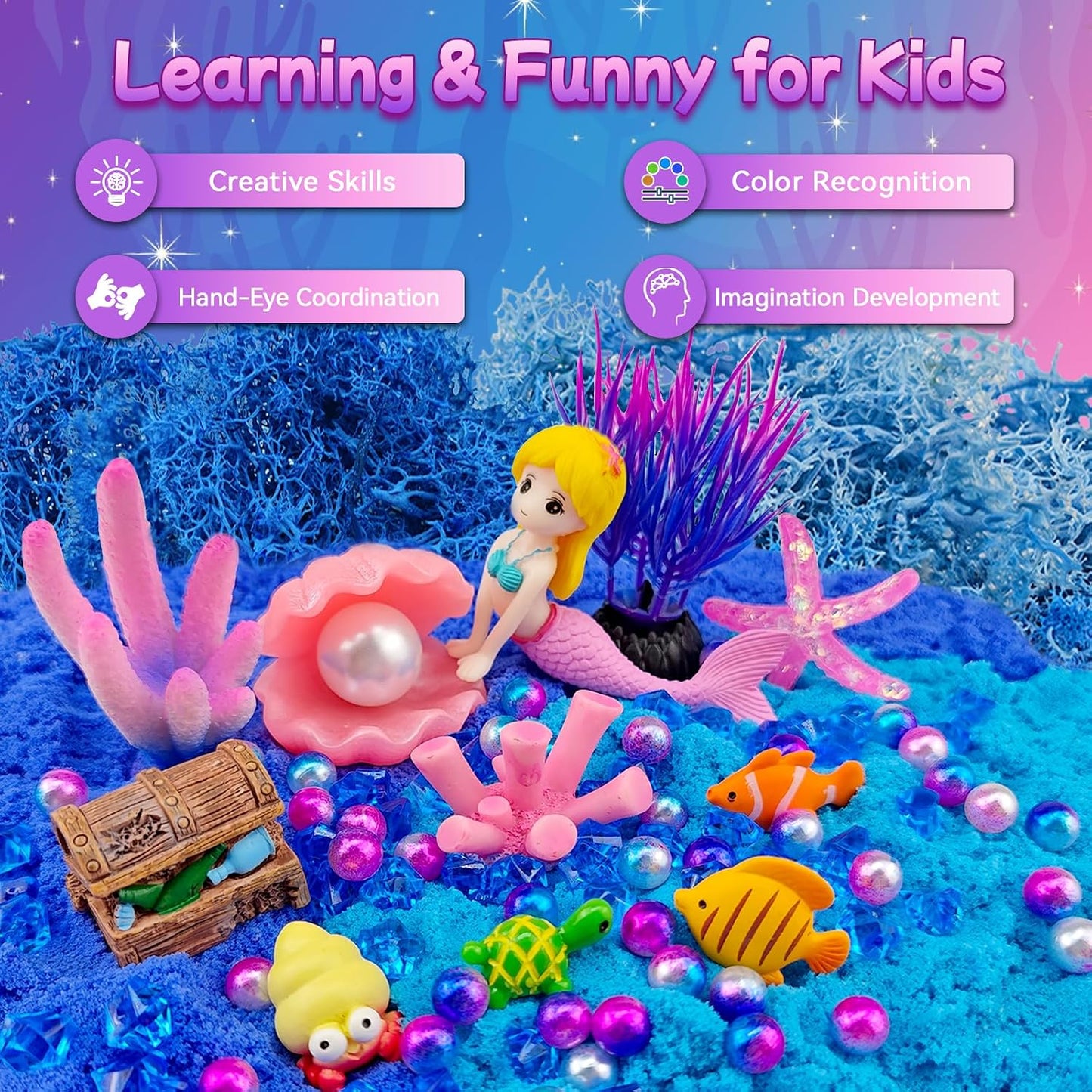 Hot 7july Mermaid Terrarium Craft Kit for Kids - LED Night Light Up & Remote Mermaid Birthday Gifts Toys for Girls Age 5 6 7 8 9 10 11 12 Year Old