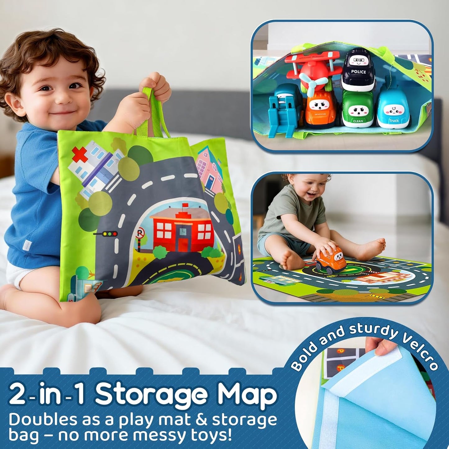 Hot Big Cartoon Truck Car Toys for 1 Year Old Boy with Playmat/Storage Bag|Baby and Toddler Toys 12-18 Months & Age 1-2|1st Birthday Gift for Baby Toys 1 Year Old