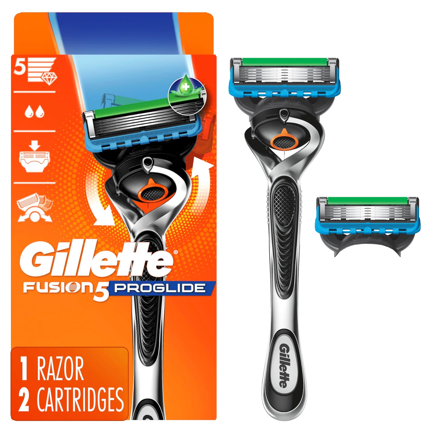 HotGillette Fusion ProGlide Shaving Razor for Men, 1 Handle + 4 Blade Refills
