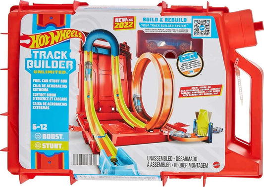 HotHot Wheels Track Builder Unlimited Fuel Can Stunt Box Playset & Car | Portable Track Set in a Container that Looks like a Gas Can, 14 Component Parts & 1:64 Scale Toy Vehicle