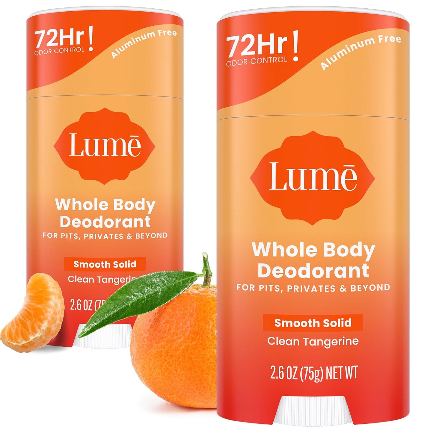HotLume Whole Body Deodorant - Smooth Solid Stick - 72 Hour Odor Control - Aluminum Free, Baking Soda Free and Skin Safe - 2.6 Ounce (Pack of 2) (Soft Powder)