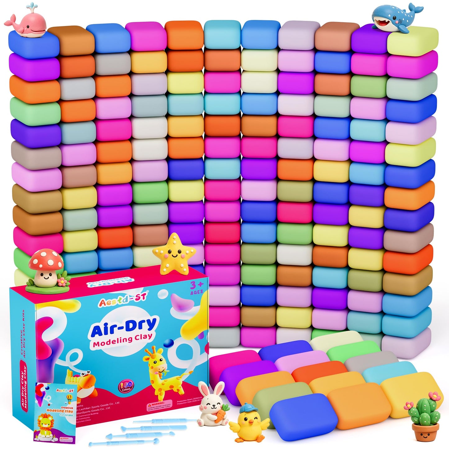 HotAestd-ST Air Dry Clay 66 Colors, Modeling Clay for Kids, DIY Magic Clay | Molding Clay Kit, 4 Sculpting Tools, Resealable bags, Non-Sticky Soft, Super Light, Arts & Crafts Gift for Boys Girls Kids