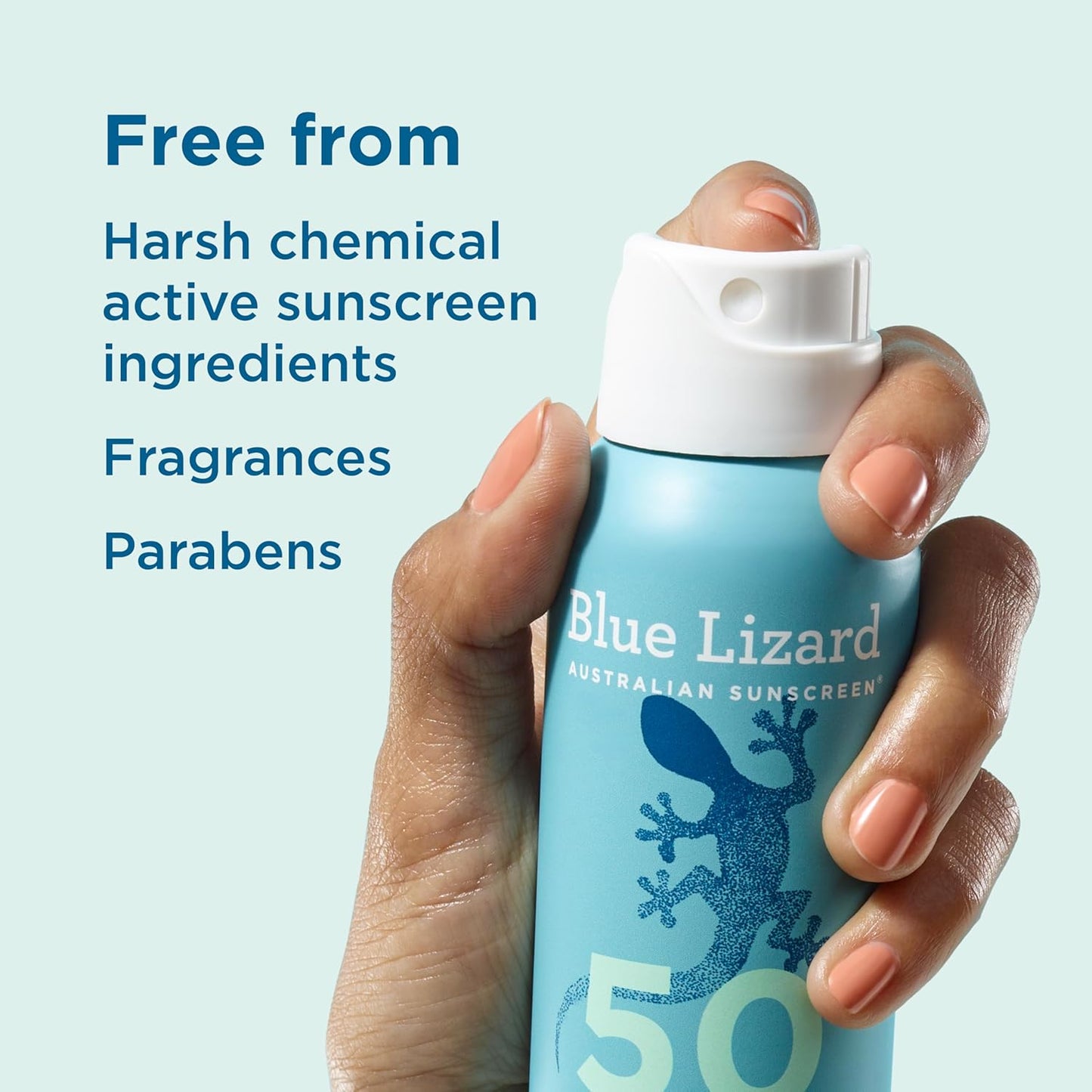 HotBlue Lizard Sensitive Mineral SPF 50 Spray, Dermatologist-Recommended Brand, Broad-Spectrum UVA/UVB Protection, Water-Resistant, Zinc Oxide Formula, 5 oz