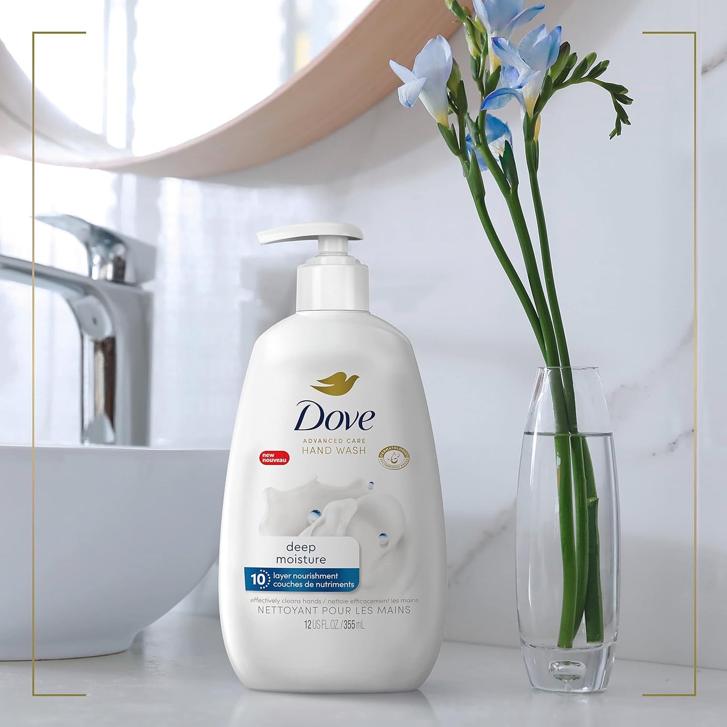HotDove Advanced Care Hand Wash Deep Moisture 4 Count for Soft, Smooth Skin, More Moisturizers Than the Leading Ordinary Hand Soap, 12 oz