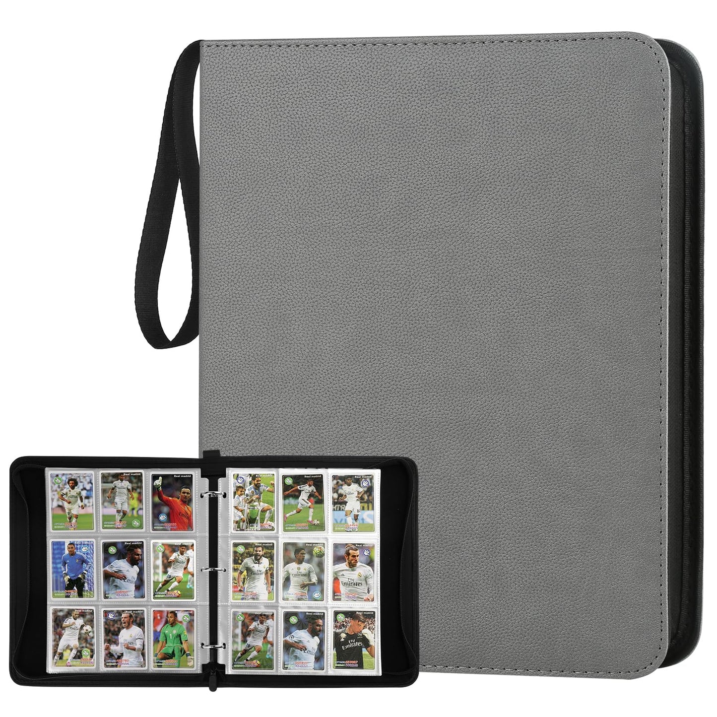 HotGERMUN 9 Pocket Trading Card Binder,720 Cards,40 Top-Loading Pages, Double Sided Pockets PU Cover Zipper Collection Album Folder for Standard MTG, TCG, Sports Cards(Black)