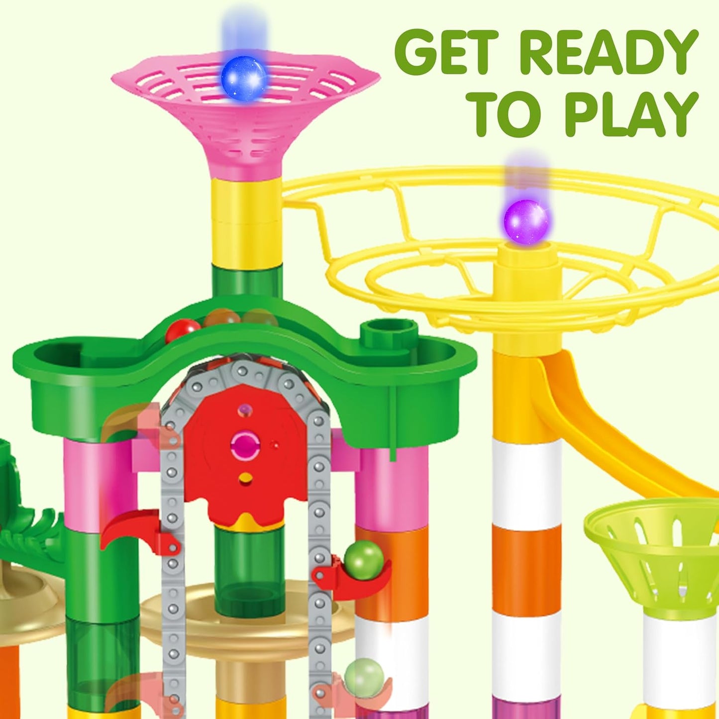 Hot JOYIN 236Pcs Glowing Marble Run with Motorized Elevator- Construction Building Blocks Toys with 30 Glow in The Dark Plastic Marbles, STEM Toy for Boys and Girls, Birthday Gift, Easter Basket Stuffers