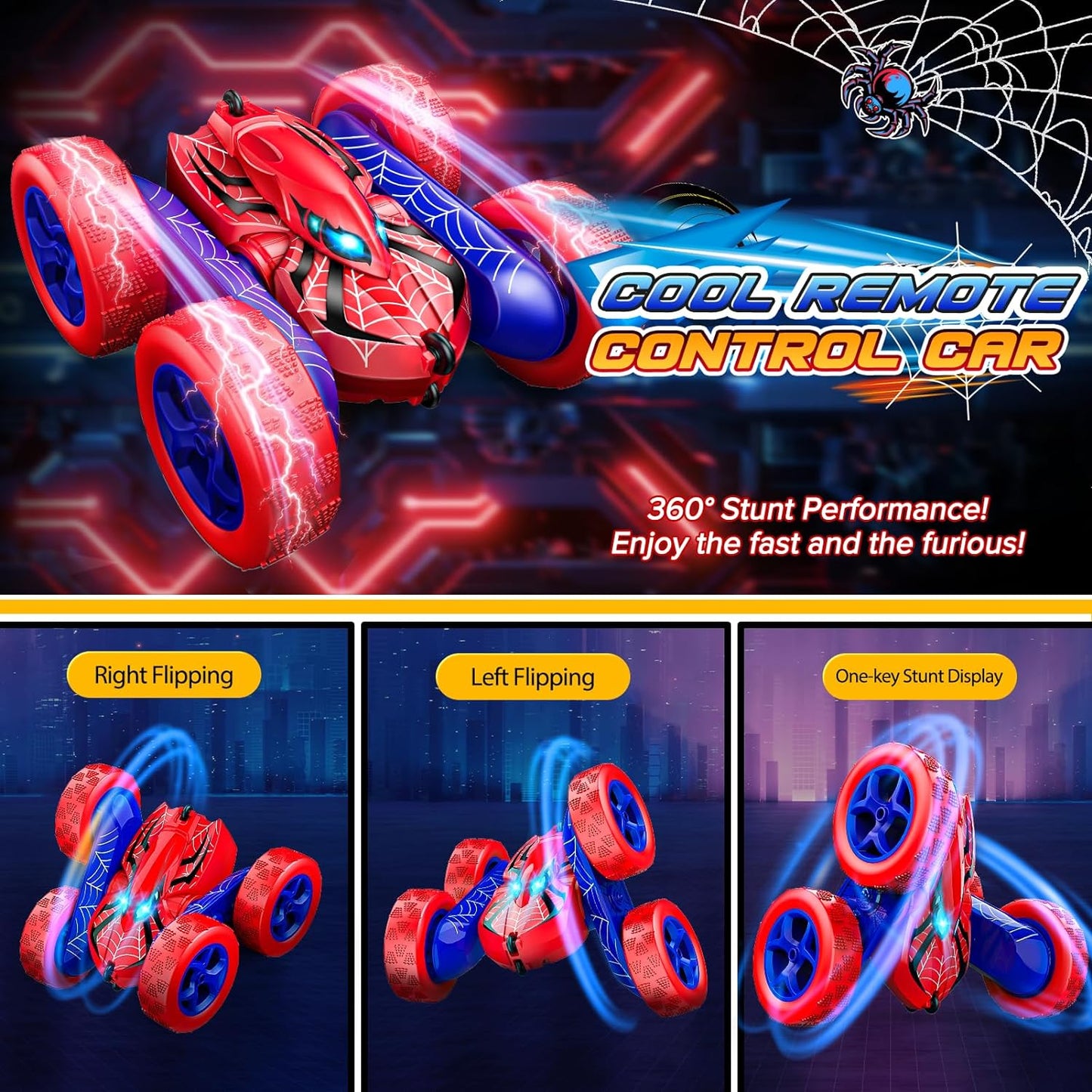 Hot Excitobo Remote Control Car,RC Cars Boys Toys for 3 4 5 6 7 8 9 10 11 12 Year Old Boy Double Sided 360°Flip 4WD Rechargeable Drift RC Race Car Birthday Gifts Easter Basket Stuffers for Kids Age 3-12