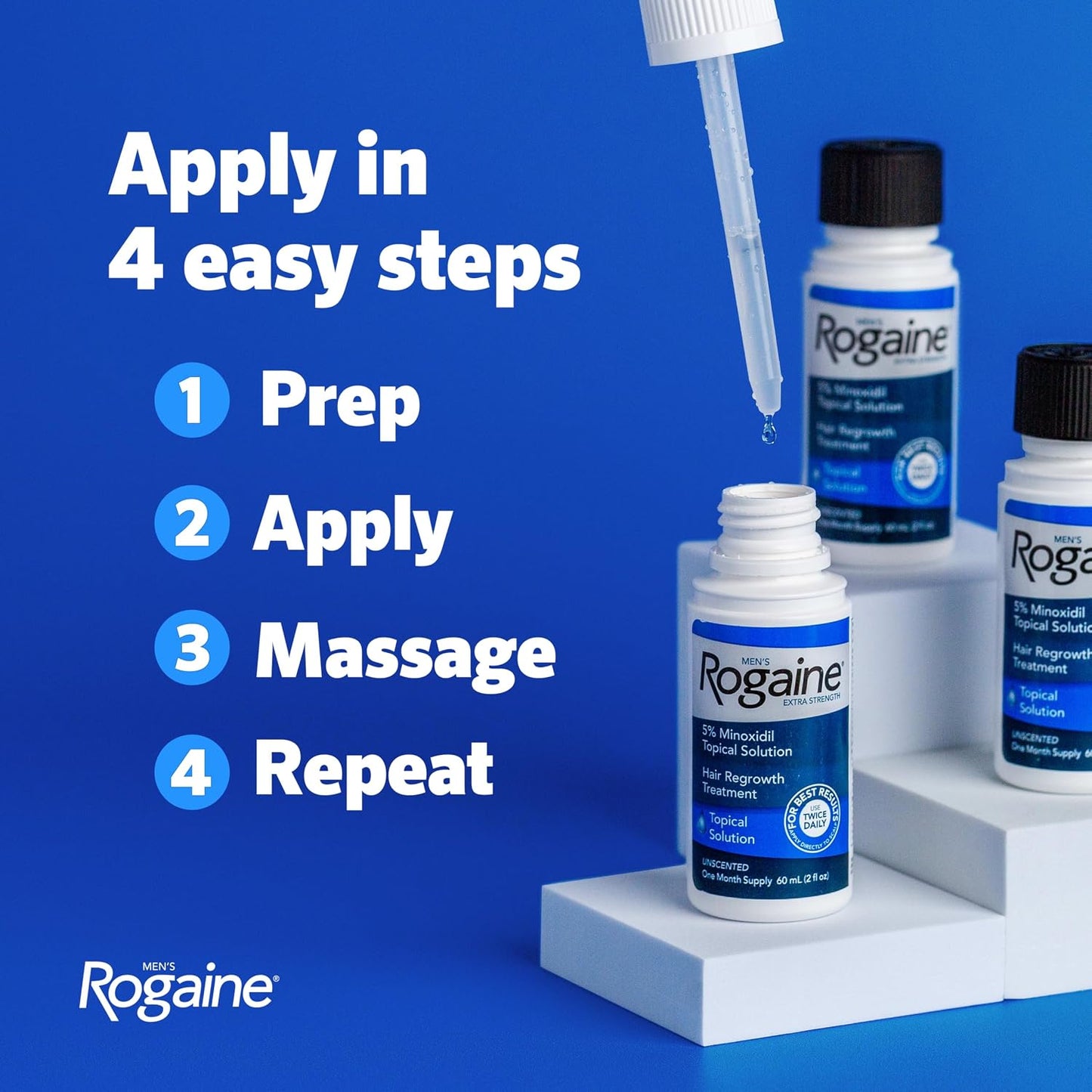 HotMen's Rogaine Extra Strength 5% Minoxidil Solution, 3 Mo Supply, 3x 2 Fl Oz