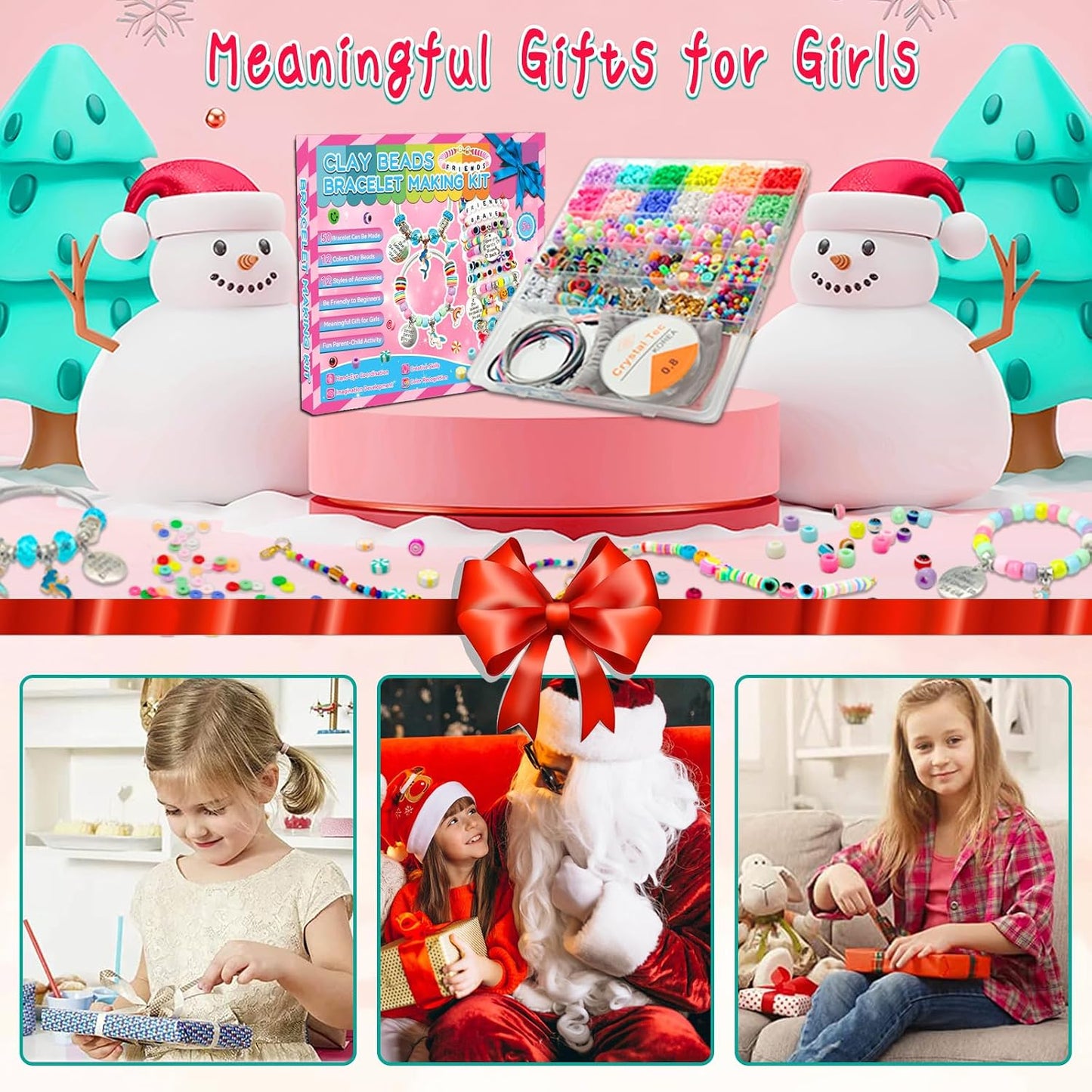 Hotleitait Girls Toys Bracelet Making Kit -3400pcs Charm Jewelry Making Kit Supplies,Unicorn/Mermaid Crafts Birthday Christmas Gifts for Girls Ages 5 6 7 8 9 10 11 12 Years Old