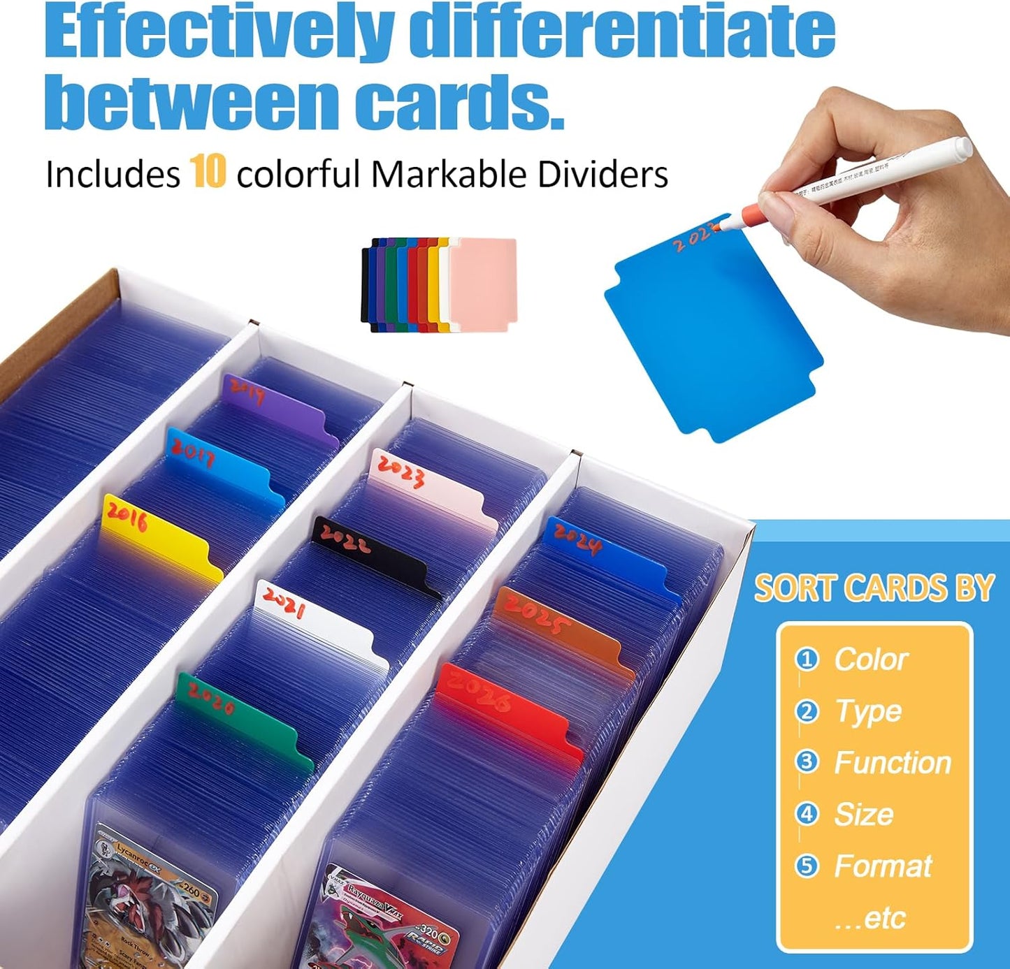Hot4 Pack Sports Card Boxes 3120 Count Cardboard Card Storage Box White Bulk Card Storage Baseball Card Boxes with 10 Dividers Sports Cards Storage Box for Card Game Baseball Card Storage Boxes