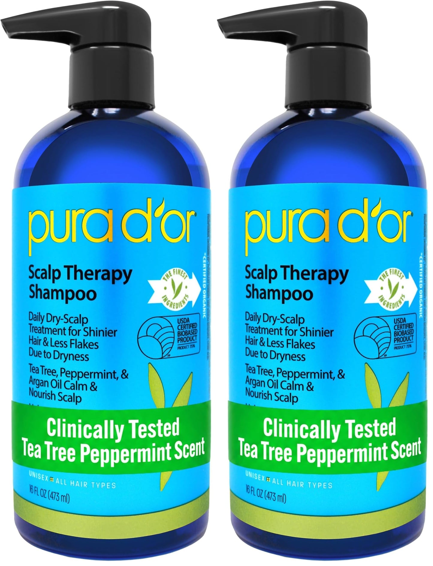 HotPURA D'OR Original Gold Label Anti-Thinning Shampoo - CLINICALLY TESTED - Biotin & Argan Oil – Sulfate-Free Strengthening & Volumizing for Fuller-Looking Hair, Men & Women, Natural Earthy Scent 16 oz