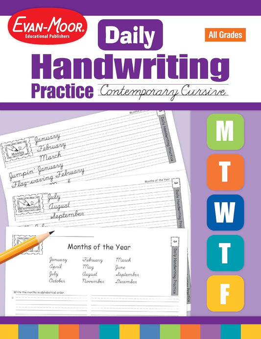 Hot Evan-Moor Daily Handwriting Practice Contemporary Cursive, Kindergarten-Grade 6, Homeschooling and Classroom Resource Workbook, Penmanship, Writing, Letter Placement, Spacing, Alphabet Synonyms