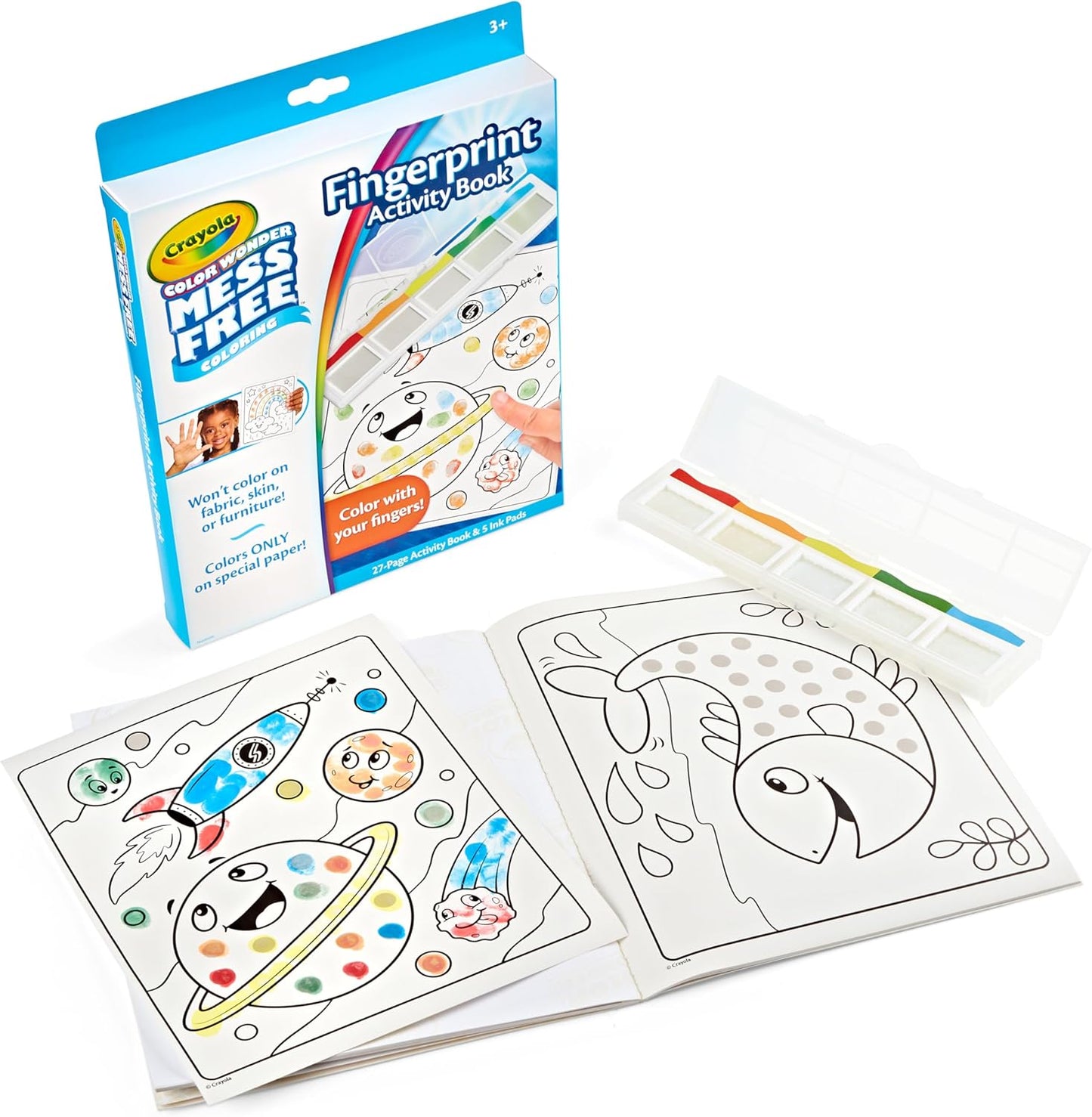 HotCrayola Color Wonder Mess Free Fingerprint Activity Book, Finger Painting Alternative, Arts & Crafts Gift for Kids Ages 3+