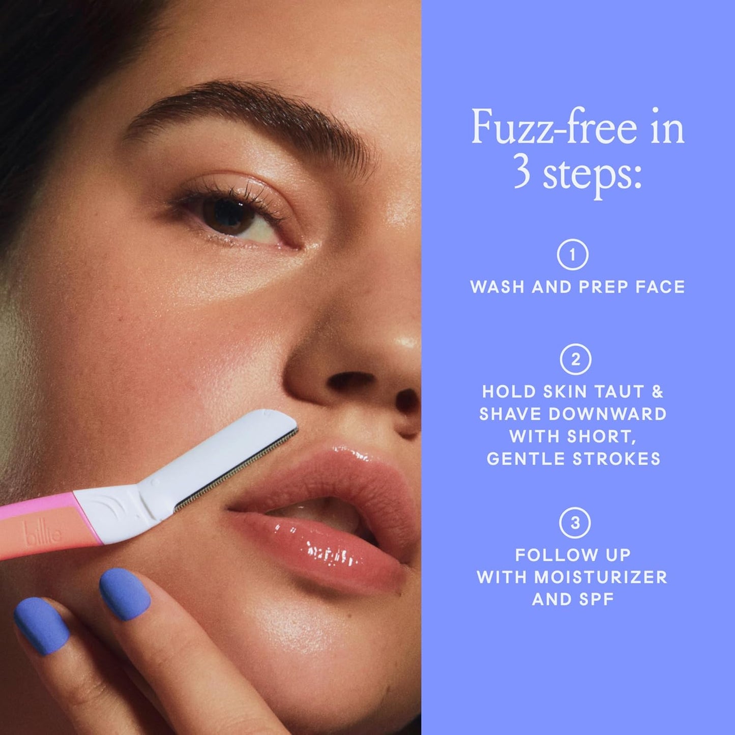 HotBillie - Dermaplane Starter Kit - Reusable Handle + 3 Refill Blades - Remove Facial Hair + Perfectly Shape Brows - Dermatologist-Approved - Malibu
