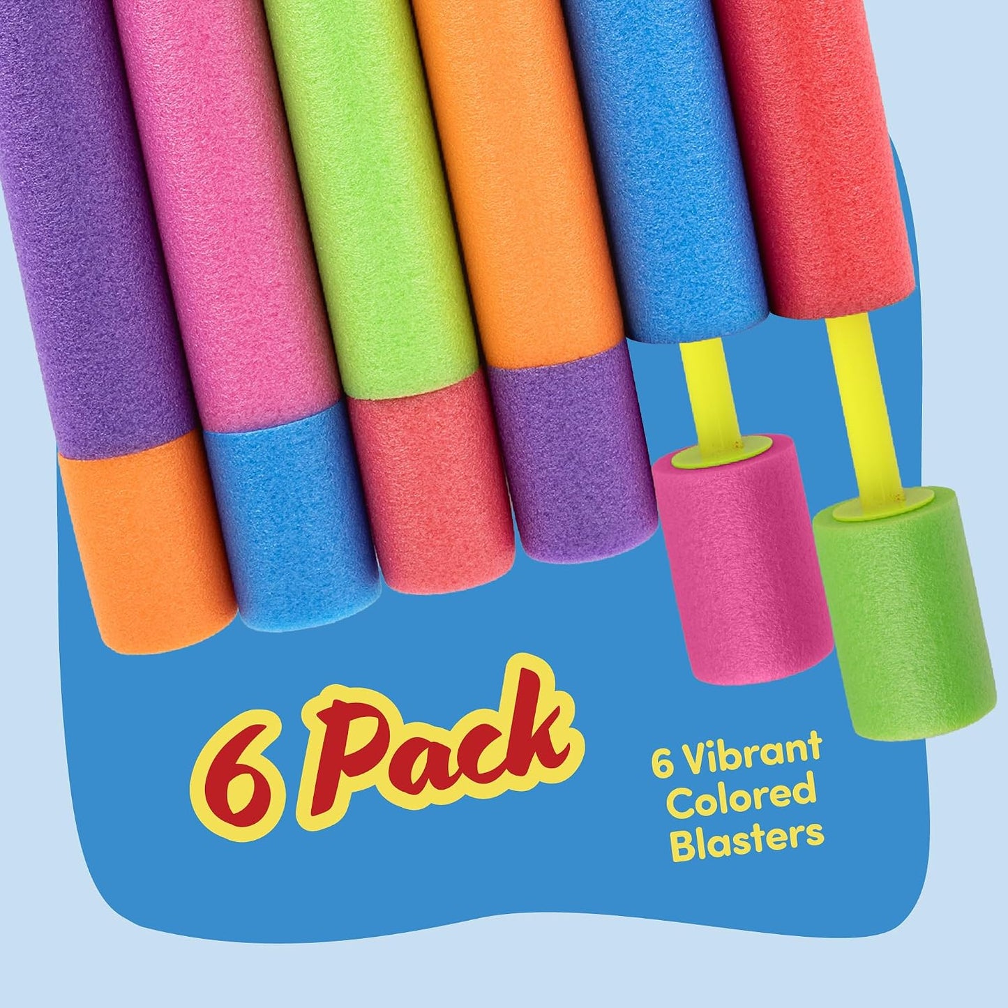 Hot ArtCreativity Water Guns for Kids - 6 Pack - Swimming Pool Toys Water Squirter Gun - Fun Foam Water Blaster Pool Game Toys - Summer Beach Party Outdoor Activities for Kids Ages 4-8, 6-8, 8-10, 8-12