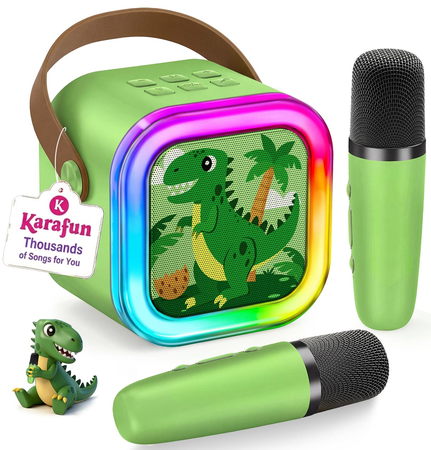 HotIROO Mini Karaoke Machine for Kids, 2026 TOP Toys Birthday Gifts Ideas for Girls Ages 4, 5, 6, 7, 8, 9, 10, 12+ Years Old, Portable MP3 Player with 2 Wireless Mics for Family Home Party