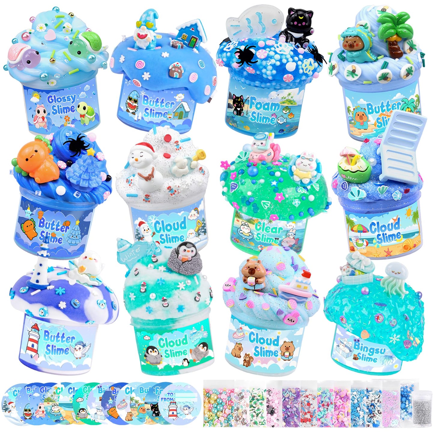 Hot6 Pack Slimes, Blue Slime Kit, Butter Cloud Slime for Boys Girls Ages 8-12,Toys for Girls and Boys, Slime Party Favors Goodie Bag Stuffers, 4 5 6 7 8 9 10 Year Old Girl Birthday Gift Cute Stuff