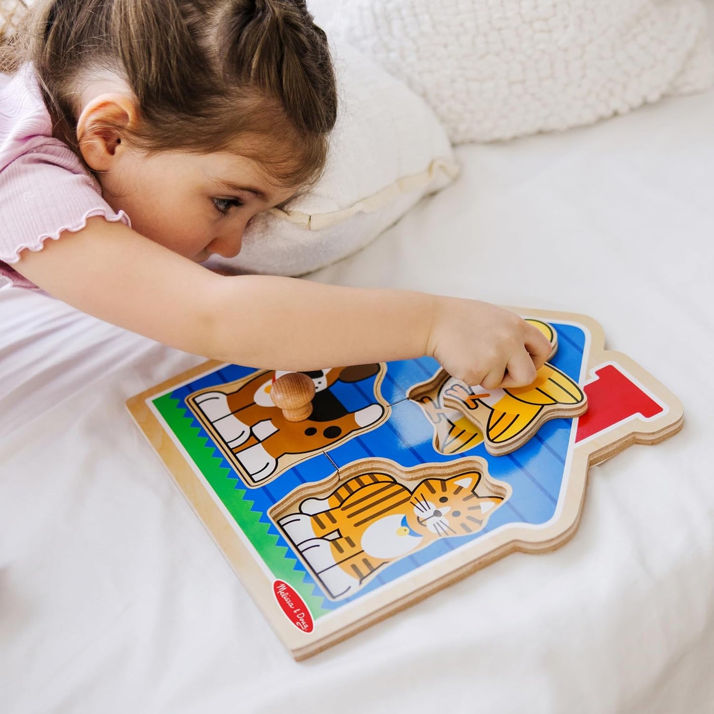 Hot Melissa & Doug Pet Animals Jumbo Knob Puzzle, Wooden Peg Puzzle for Toddlers, Educational Toy for Shape Recognition and Fine Motor Skills, Ages 1+