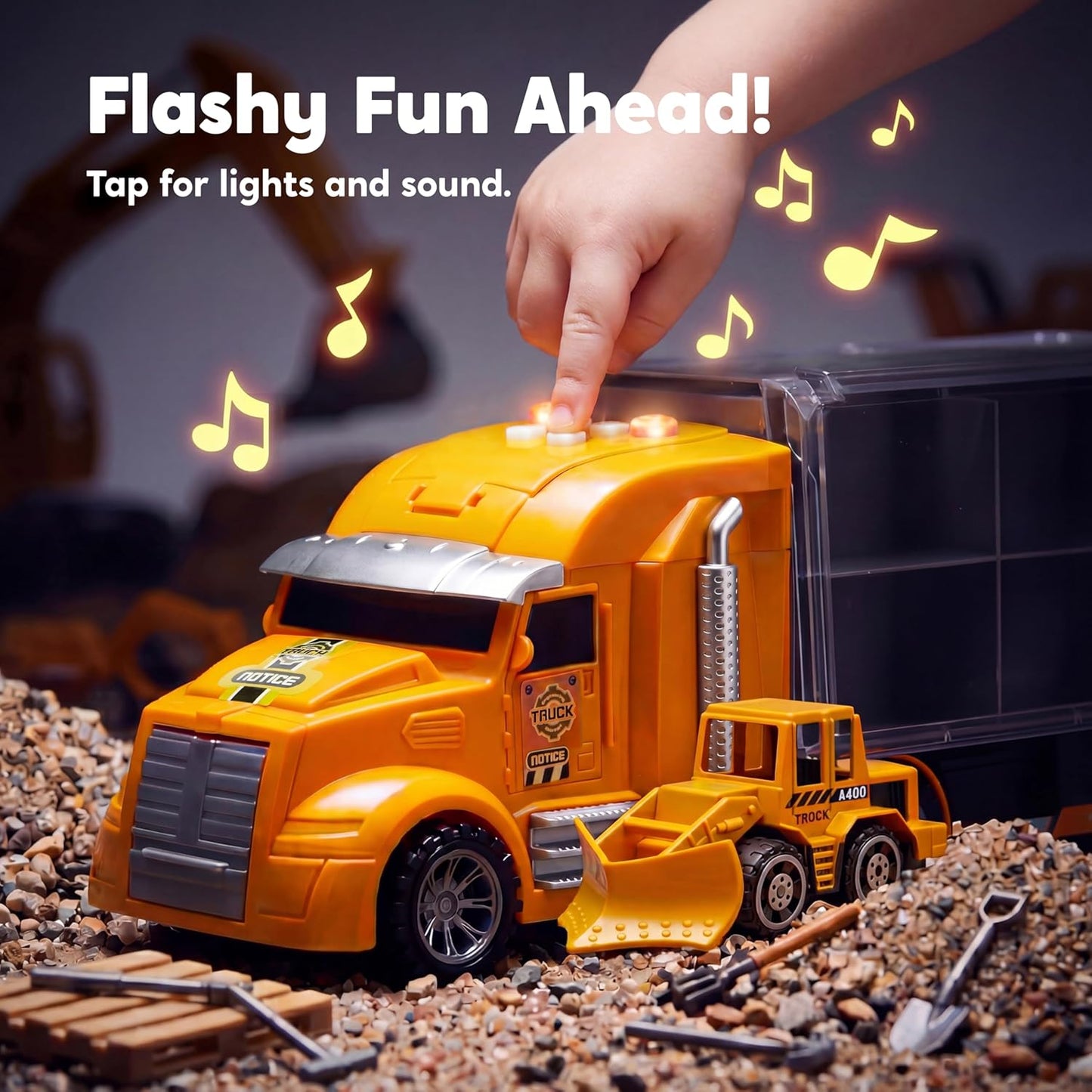 Hot JOYIN 25-in-1 Construction Truck Toy Set with 12 Vehicles & 12 Worker Figures, Push and Go Toy Trucks with Sound and Light, Construction Toys Birthday Gifts for Kids 3 4 5 6 7 Years Old