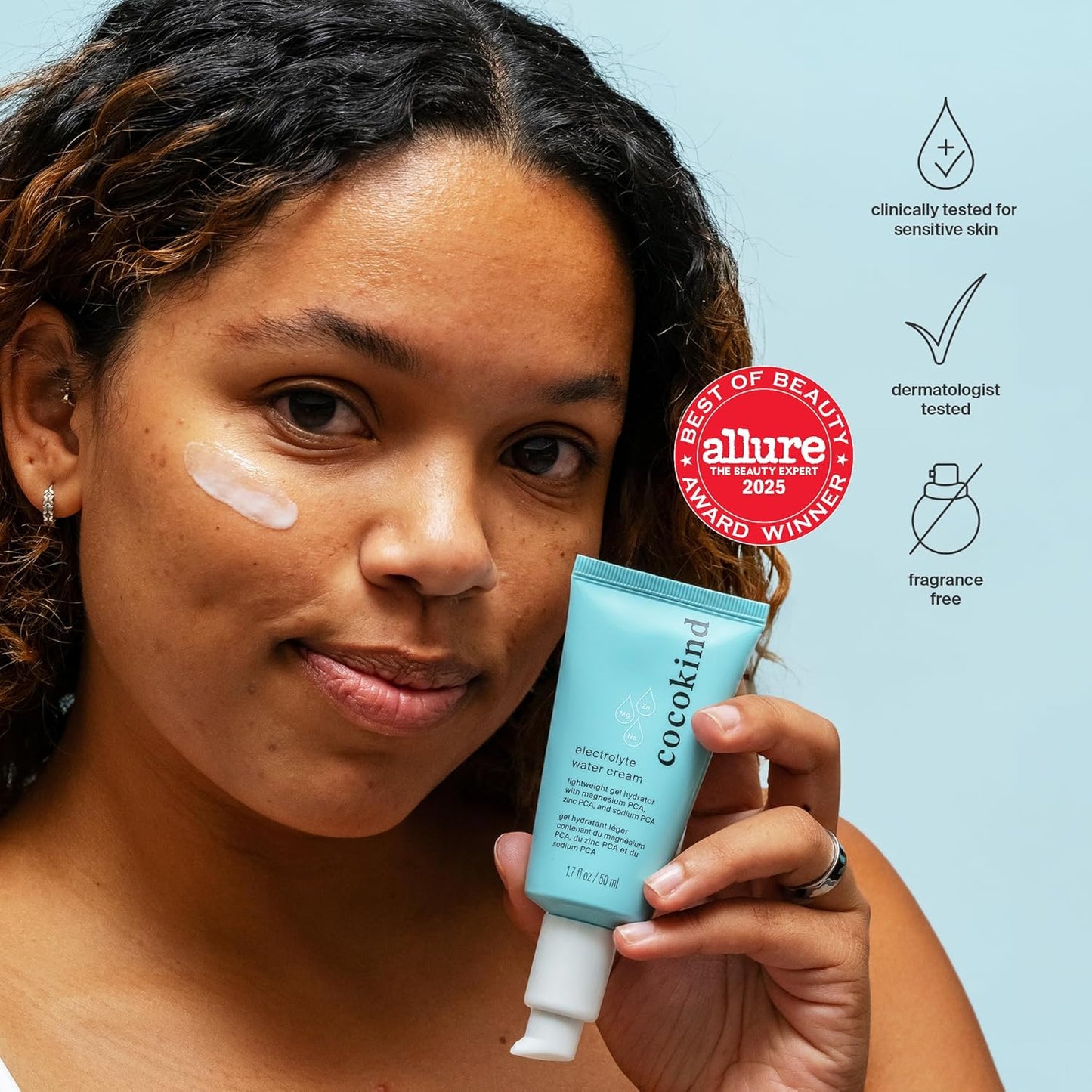HotCocokind Electrolyte Water Cream | Lightweight Water Gel Moisturizer | Balanced Hydrating Day Cream for All Skin Types | 1.7 Fl Oz