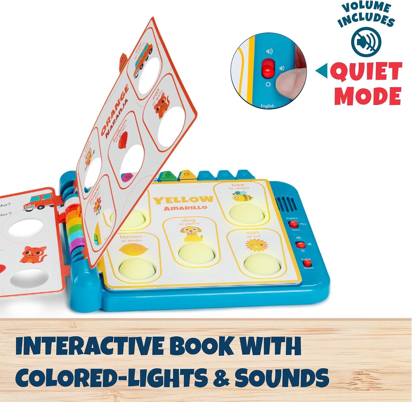 Hot Chuckle & Roar Pop It! Book: Colors – Interactive Sensory Learning Book with Bilingual English & Spanish Play, Grow-with-Me Modes, Quiet Mode, Color Learning Toy for Toddlers Ages 1–4+