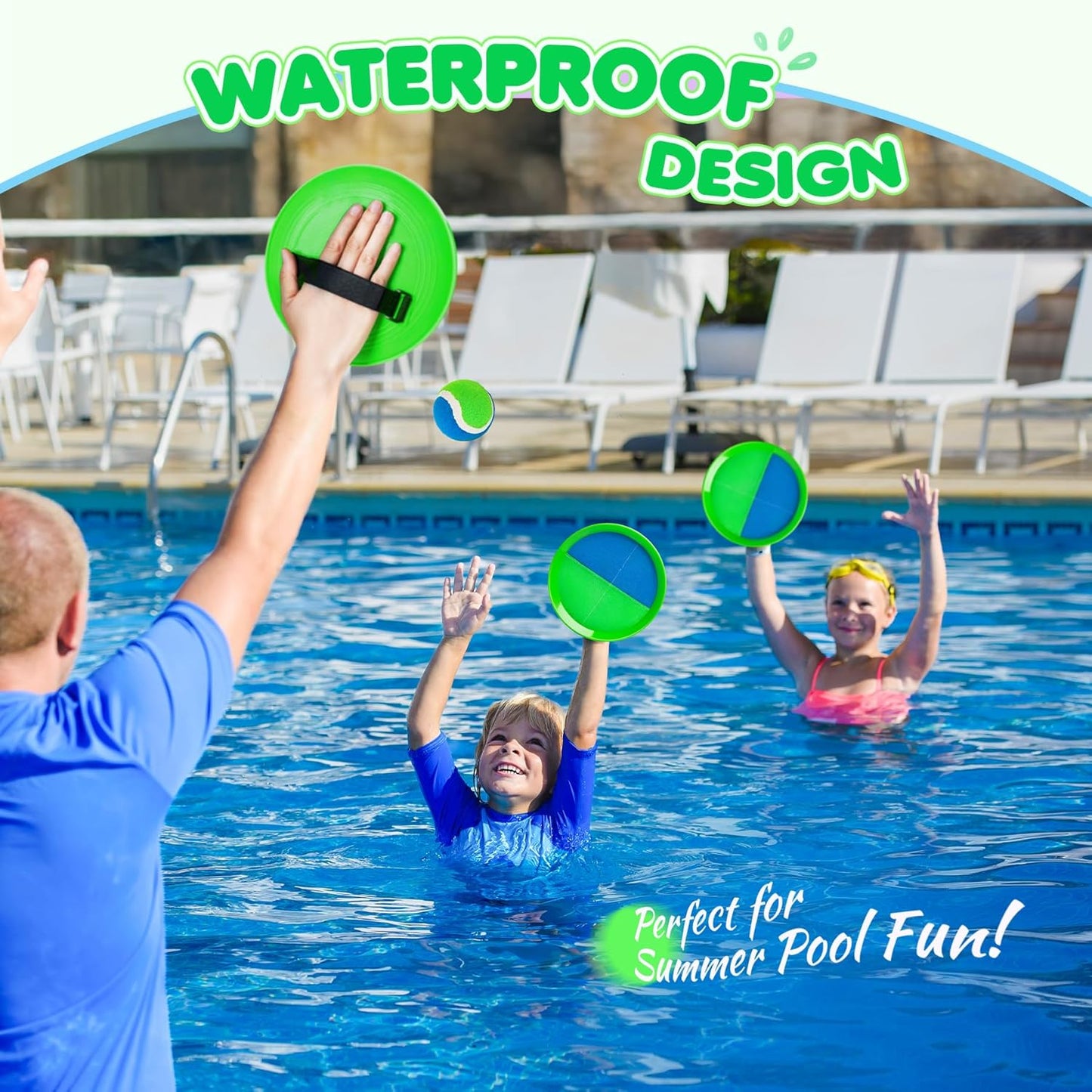 Hot TEILLNET Toss and Catch Ball Set Upgraded - Kids Toys Beach Toys Baseball Games - Sturdy & Water-Resistant for Outdoor Pool Yard Games - Classic Gift for Boys Girls 3 4 5 6 7 8 9 10 11 12+ Years