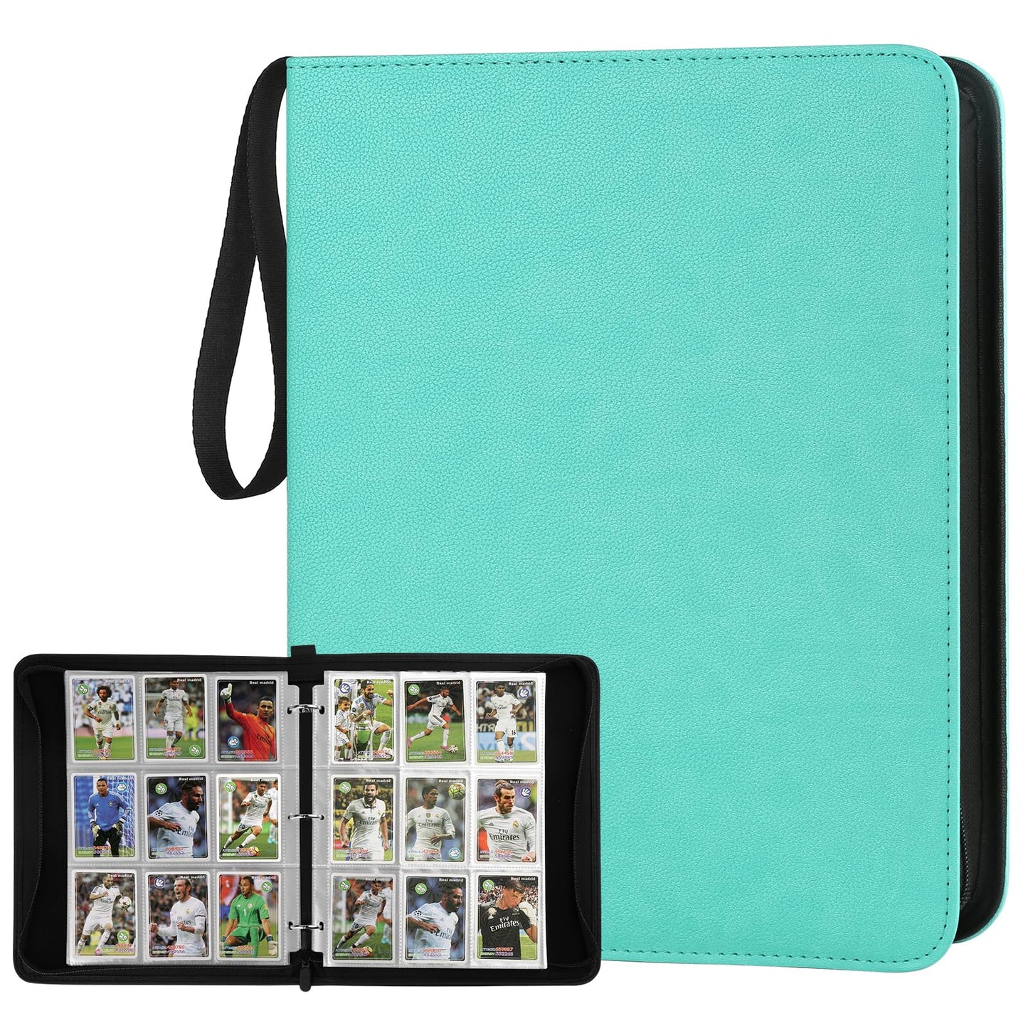 HotGERMUN 9 Pocket Trading Card Binder,720 Cards,40 Top-Loading Pages, Double Sided Pockets PU Cover Zipper Collection Album Folder for Standard MTG, TCG, Sports Cards(Black)