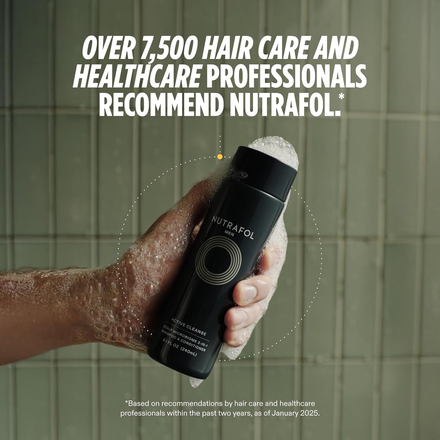 HotNutrafol Men's Shampoo and Conditioner 2-in-1, Cleanses, Hydrates, Unclogs Pores, Improves Hair Volume & Strength, Physician-formulated for Thinning Hair, Color Safe, Sulfate Free - 8.1 Fl Oz Bottle