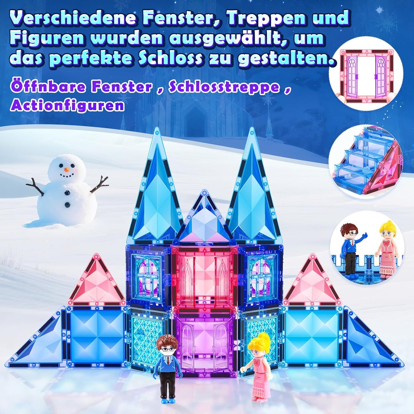 Hot Diamond Magnetic Building Blocks for Kids - Princess Castle Magnetic Tiles Toys for 3-8 Year Old Girls & Boys - 3 4 5 6 Year Old Girl Birthday Xmas Gifts - STEM Educational Toys for Creative Play