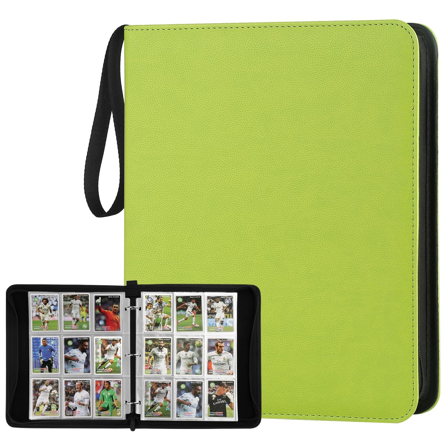 HotGERMUN 9 Pocket Trading Card Binder,720 Cards,40 Top-Loading Pages, Double Sided Pockets PU Cover Zipper Collection Album Folder for Standard MTG, TCG, Sports Cards(Black)