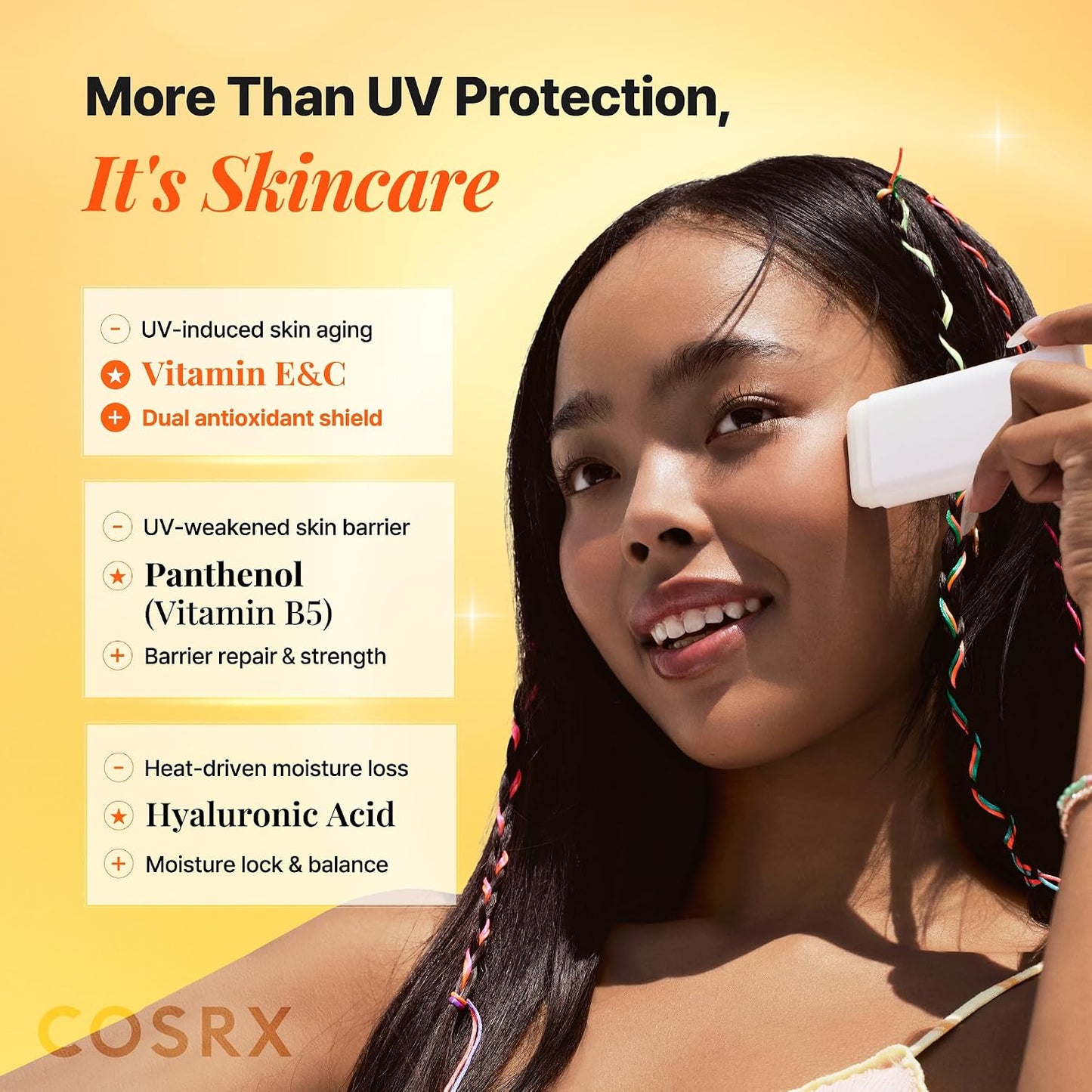 HotCOSRX Airy-Light Clear Sunscreen Stick with Vitamin E&C SPF 50, 0.67 oz, 19g, Korean Suncreen Stick Suncare Sunblock, Lightweight, No White Cast, Water resistant, Oil Control Matte Sunscreen for Face