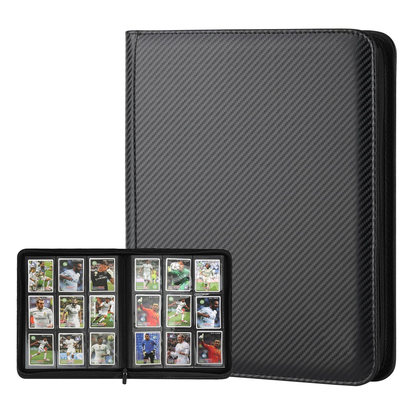 HotGERMUN 9 Pocket Trading Card Binder,720 Cards,40 Top-Loading Pages, Double Sided Pockets PU Cover Zipper Collection Album Folder for Standard MTG, TCG, Sports Cards(Black)
