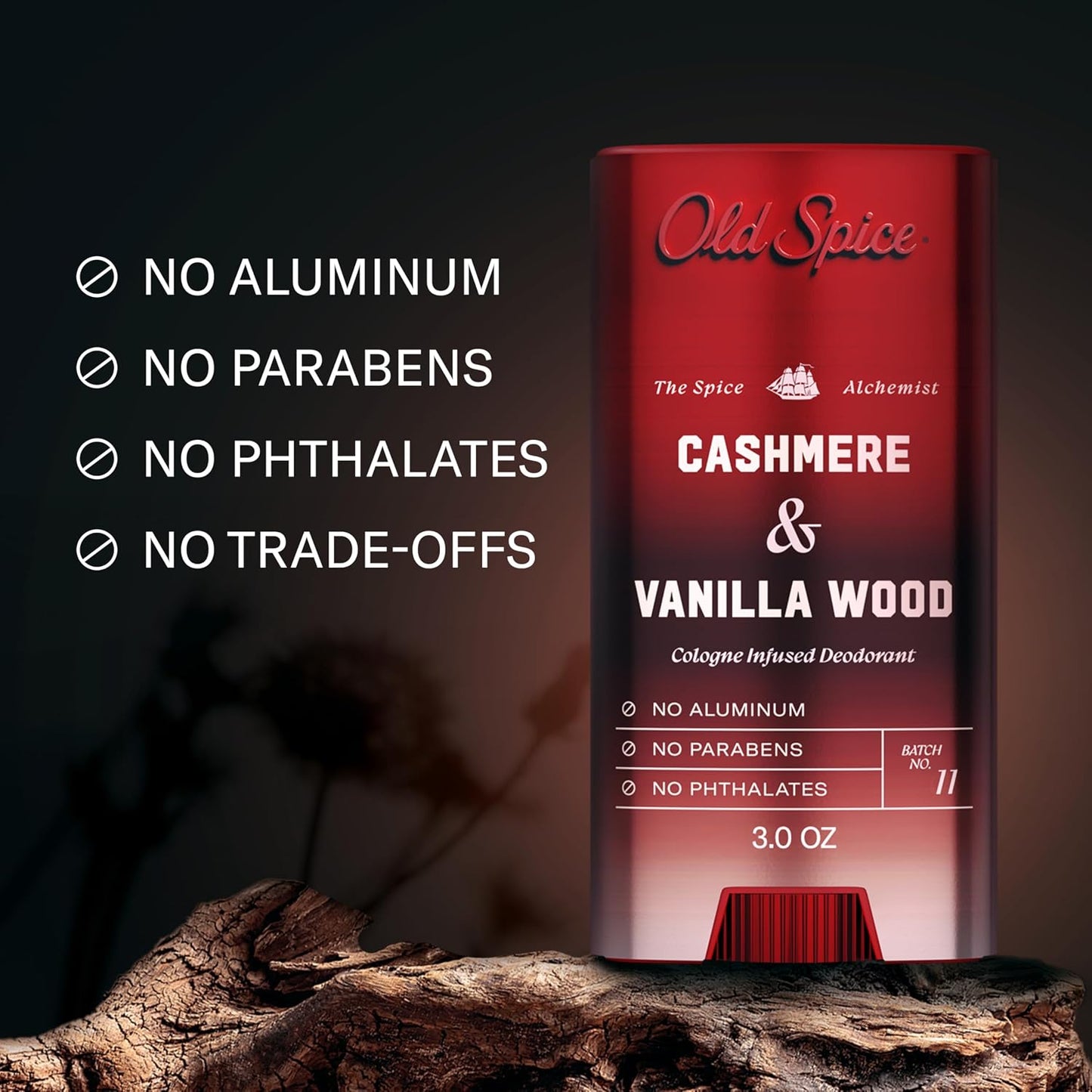 HotOld Spice Aluminum Free Deodorant for Men, The Spice Alchemist Collection, 24/7 Cologne Infused Scent, No Trade Off Formula, Free of Parabens & Phthalates, Cashmere + Vanilla Wood Scent, 3.0 oz