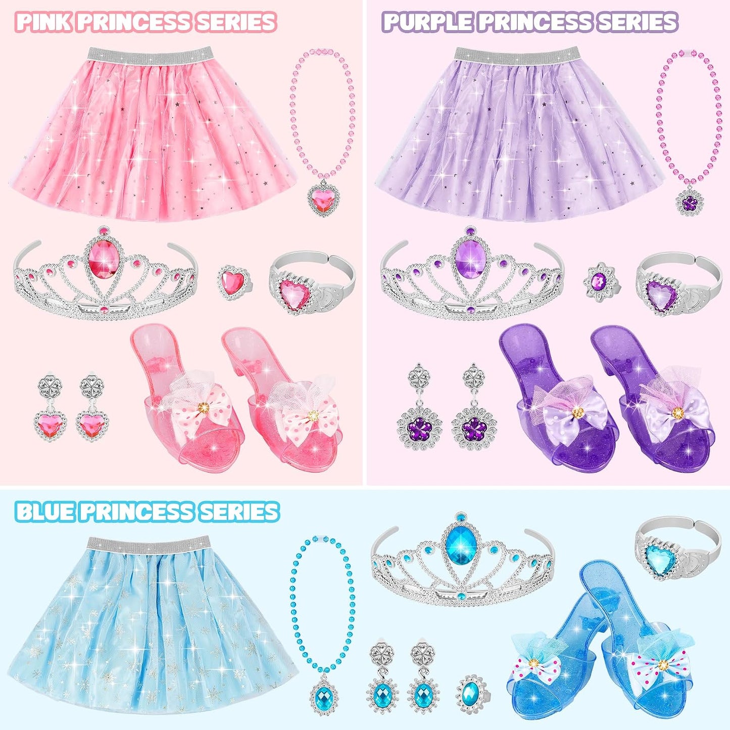 HotLJZJ Princess Dress Up Toys & Jewelry Boutique, Girls Role Play Gift for 3+ Year Old Girl Toddler B-Day Party Favors