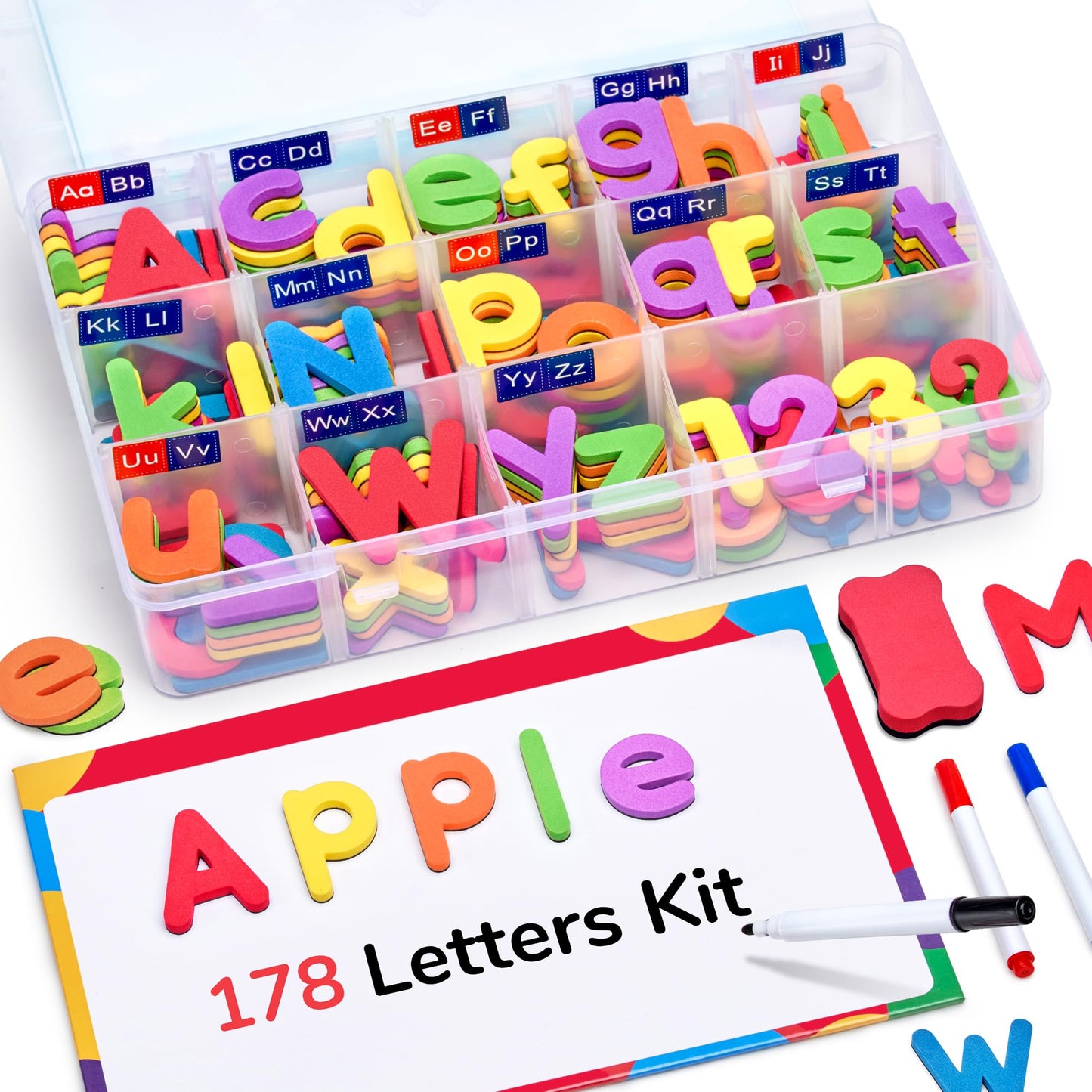 Hot Gamenote Classroom Magnetic Alphabet Letters Kit 238 Pcs with Double - Side Magnet Board - Foam Alphabet Letters for Preschool Kids Toddler Spelling and Learning Colorful ABC Education Fridge Magnets