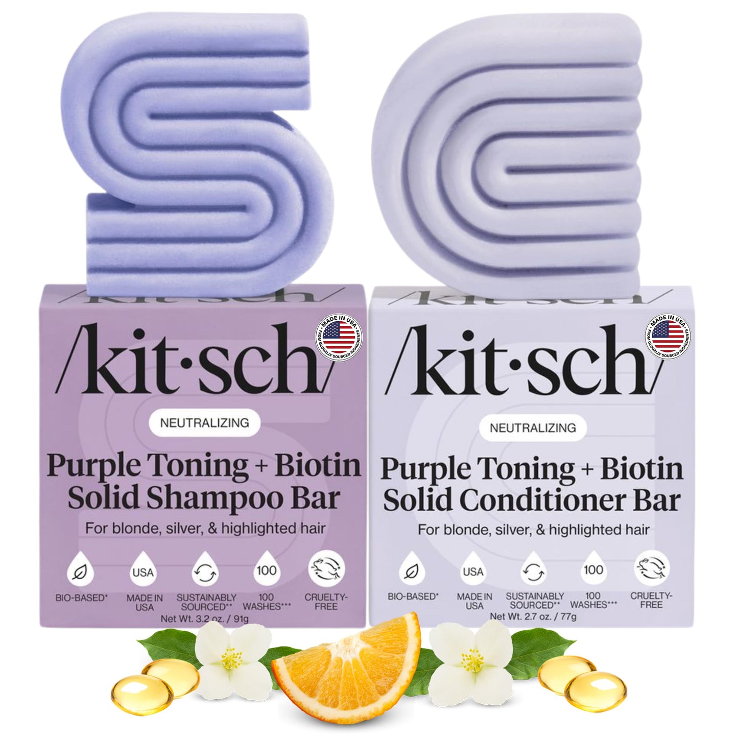 HotKitsch Rosemary & Biotin Shampoo and Conditioner Set for Hair Growth | Strengthening, Thickening Hair Care – Volumizing Shampoo and Conditioner Bar – Paraben, Sulfate & Silicone Free – 2 pack