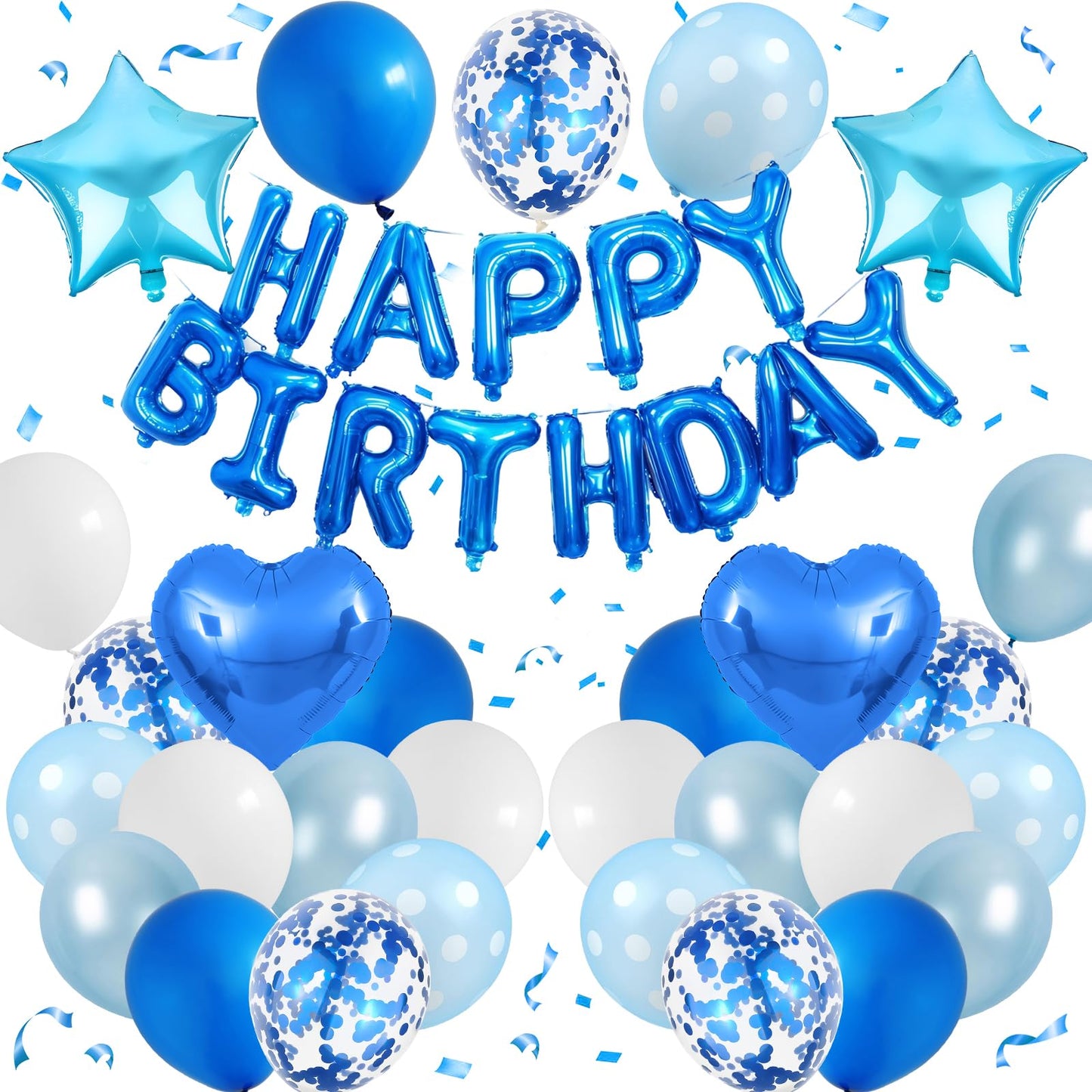 HotNavy Blue and Black Birthday Decorations for Men,Blue Black White Balloons Happy Birthdays Balloon Banner Silver Confetti Balloons for Men Boy Girls Women Adults Birthday Party Decorations