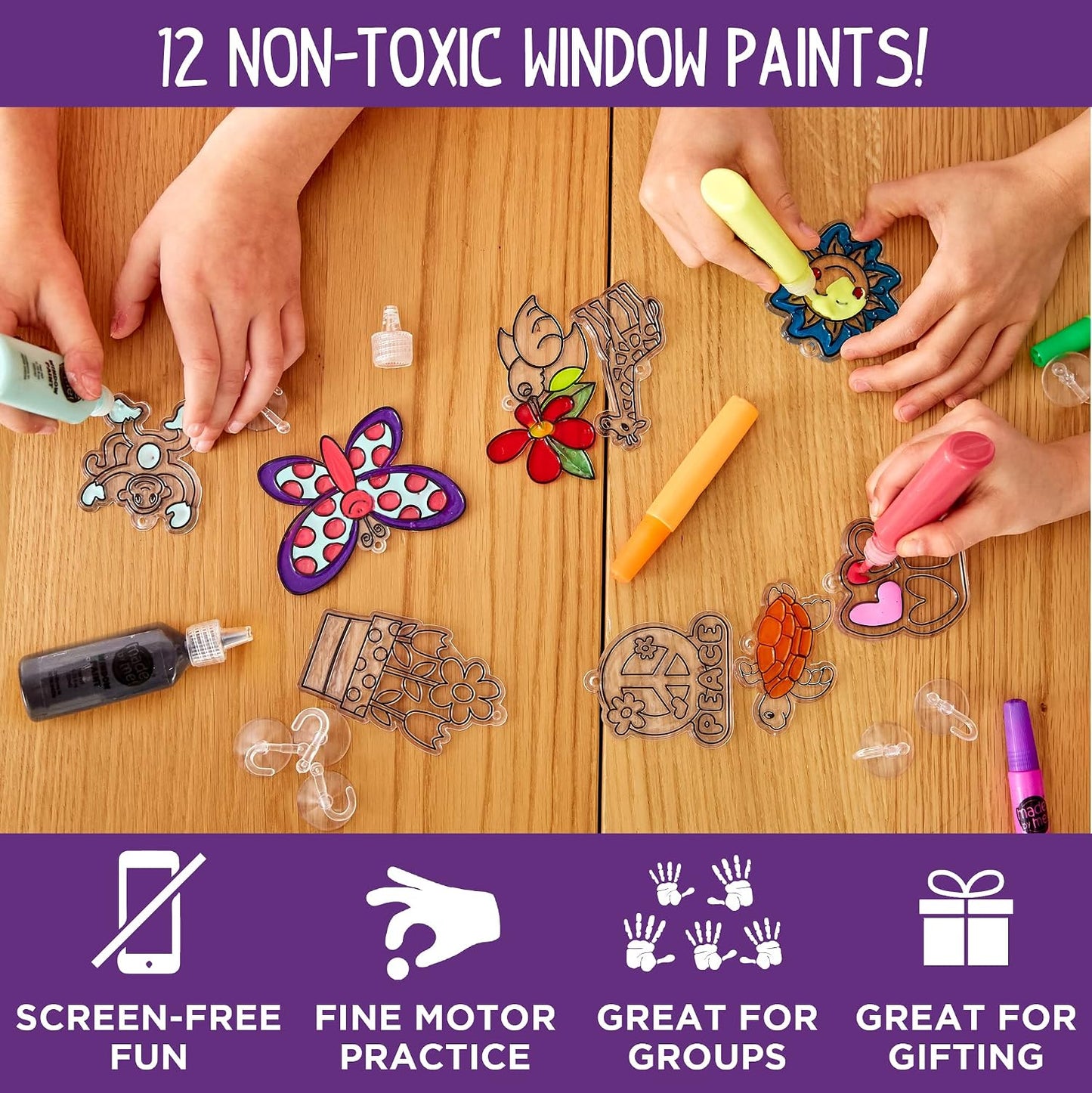 HotMade By Me Create Your Own Window Art, Paint Your Own Suncatchers, DIY Arts & Crafts Idea, Craft Kits for Kids, Crafts for Kids & Toddlers, Toddler Arts and Crafts