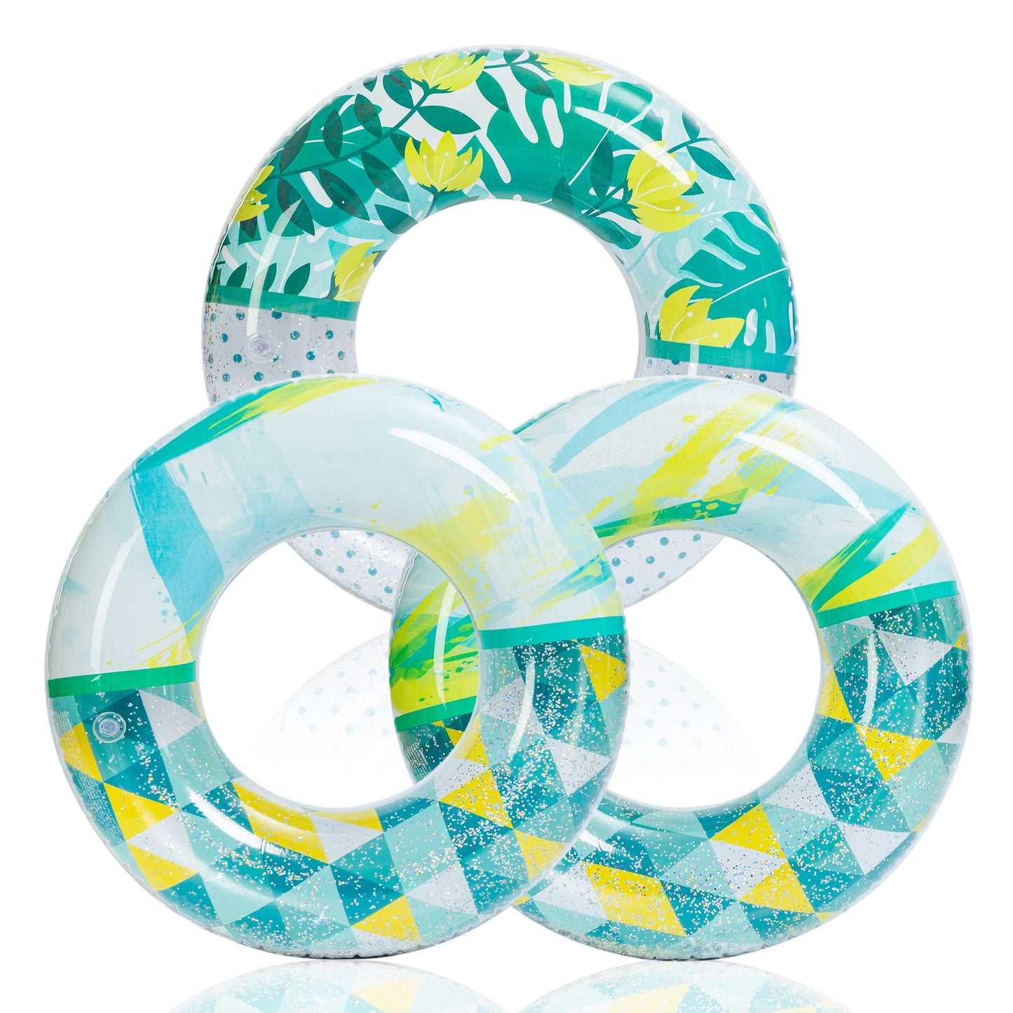 HotJOYIN Inflatable Swim Tube Raft (3 pack) with Summer Fruits Painting, Pool Toys for Swimming Pool Party Decorations