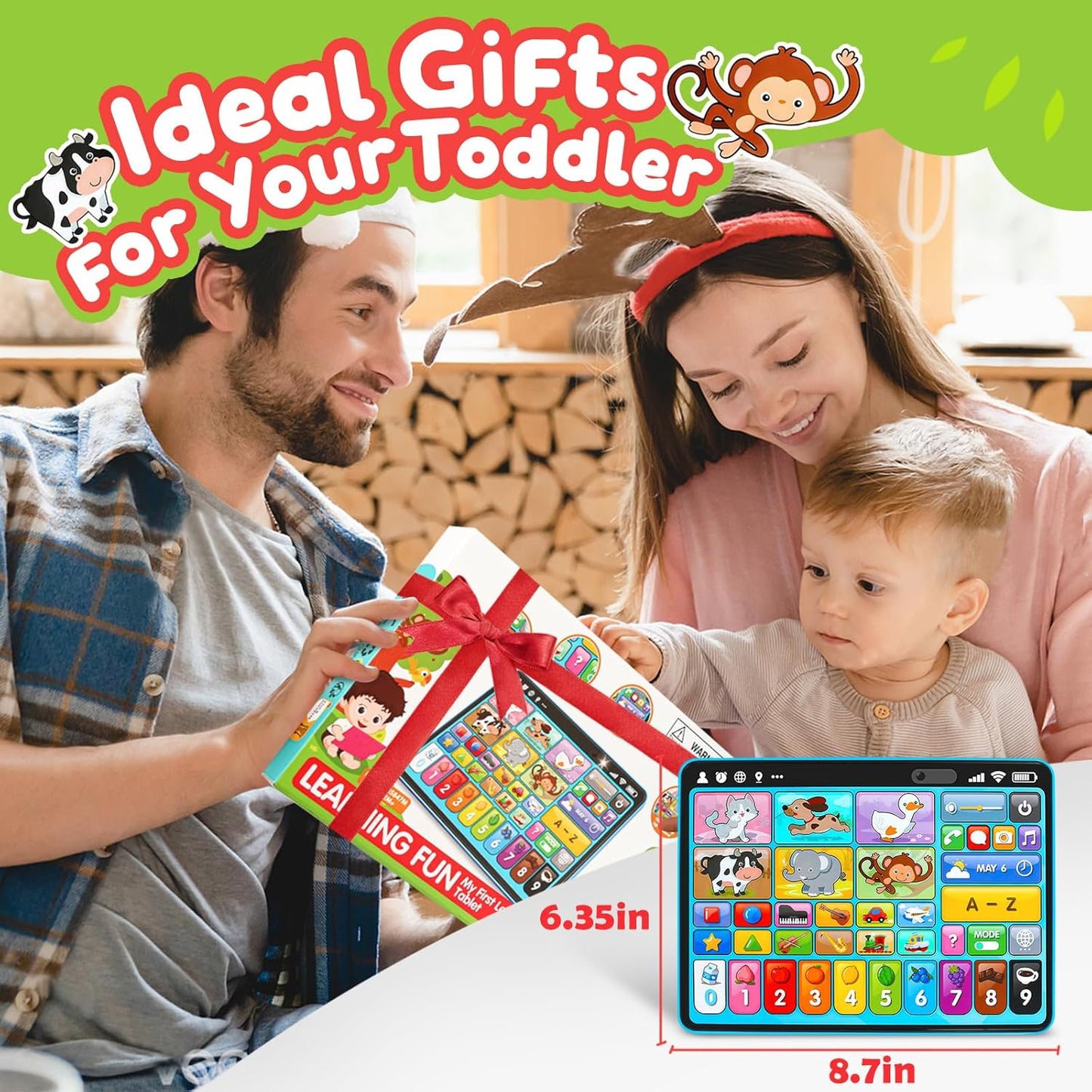 Hot Peacurh Trilingual Learning Toy Tablet with Music & Sound, Montessori Speech Musical Therapy Toys, Gifts for Boy, Girl, Baby, Toddler, for Age 1, 2, 3 Year Old (12-18 Months)